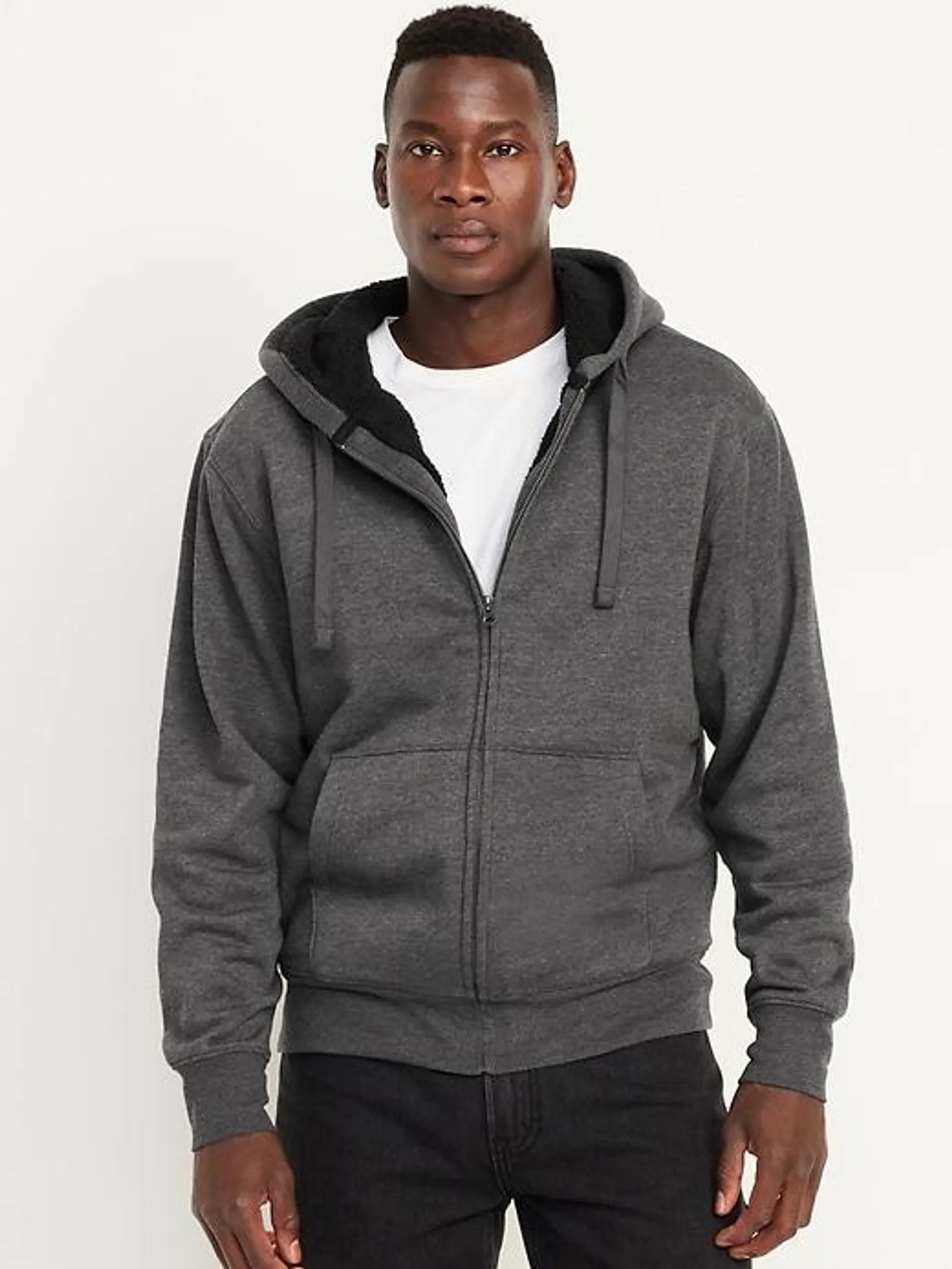 Sherpa-Lined Zip Hoodie