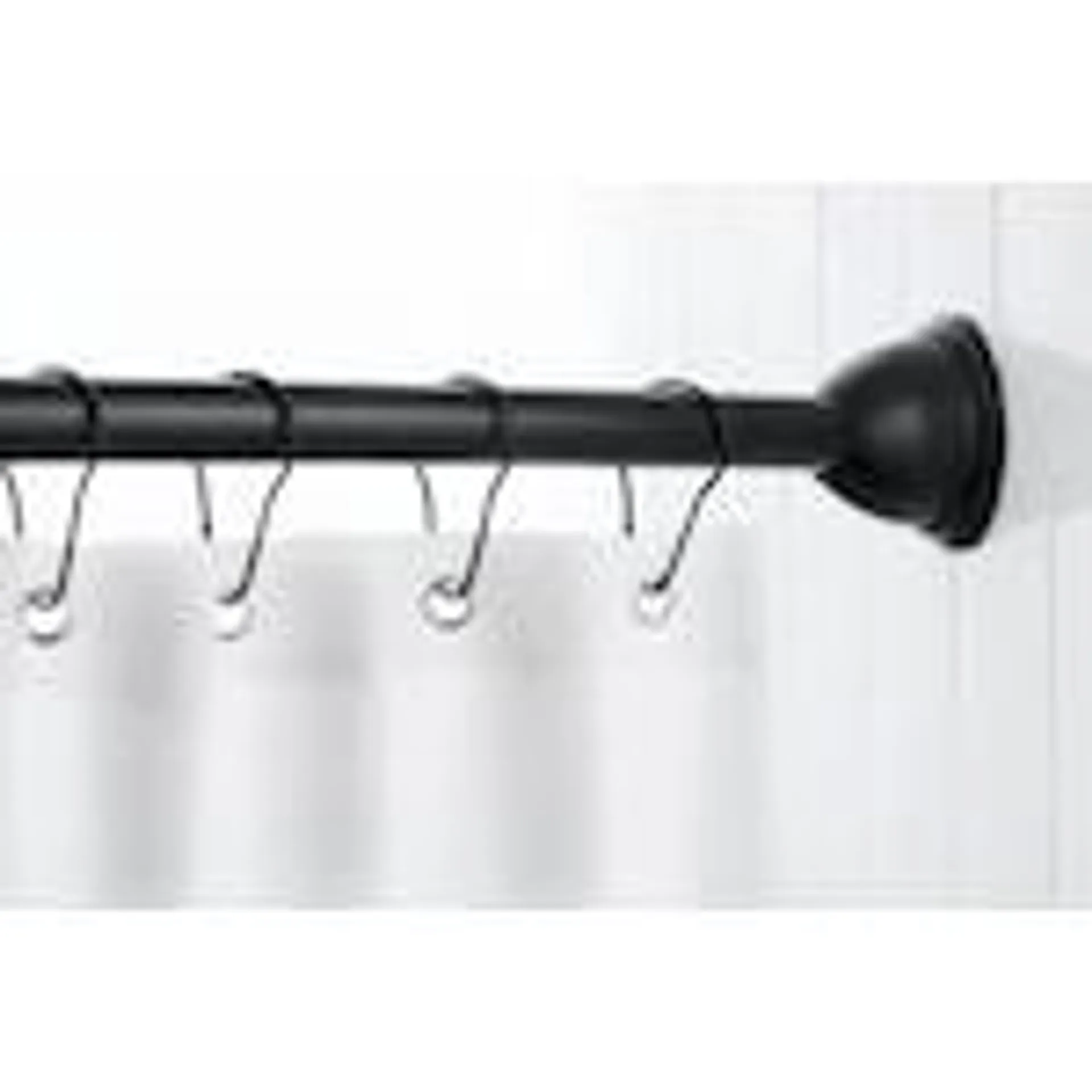 Magnetix 60-Inch Adjustable Curved Shower Curtain Rod in Matte Black (includes 12 Magnetic Snap Shower Rings)