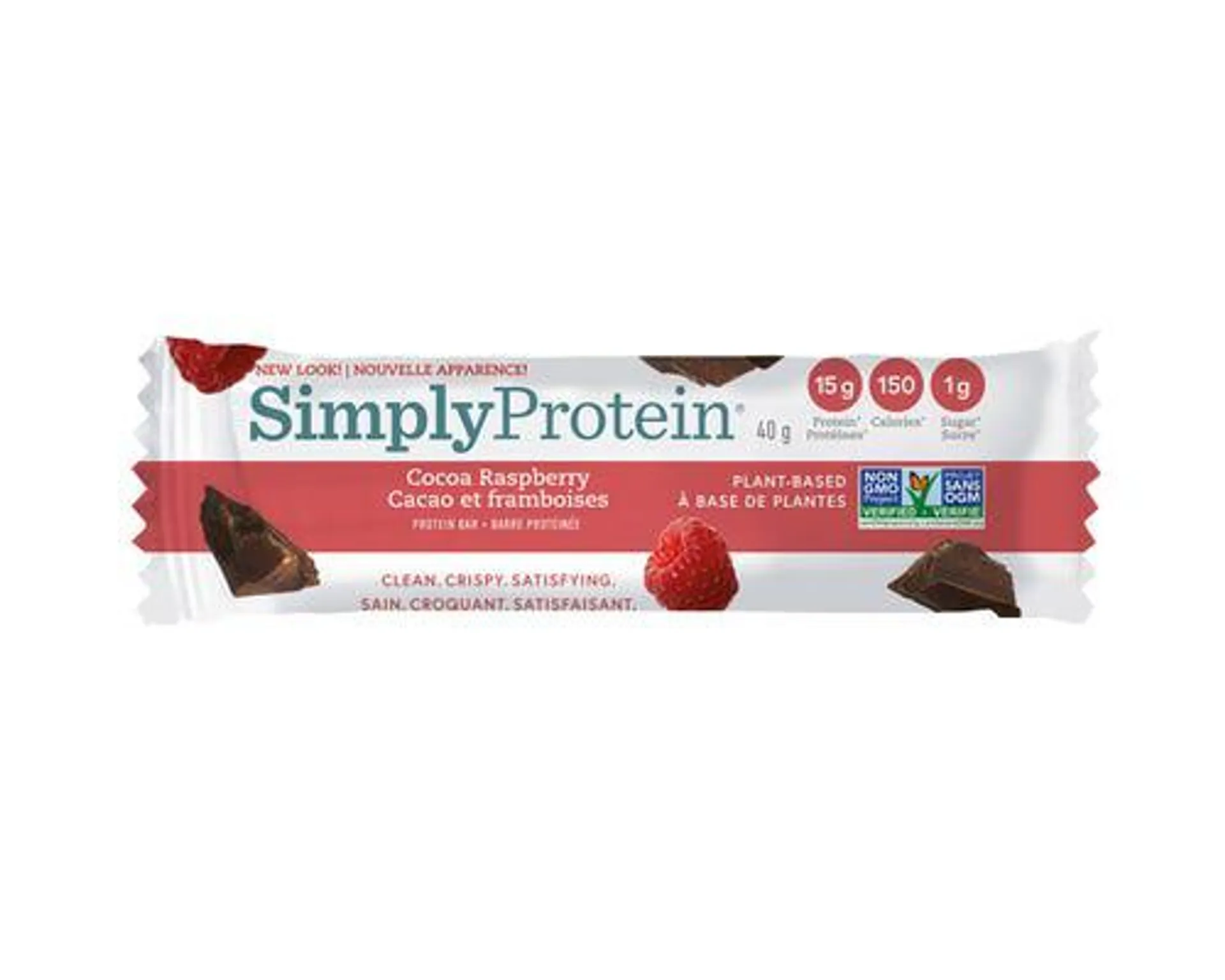 Simply Protein Plant Based Bar Cocoa Raspberry 40g X 12