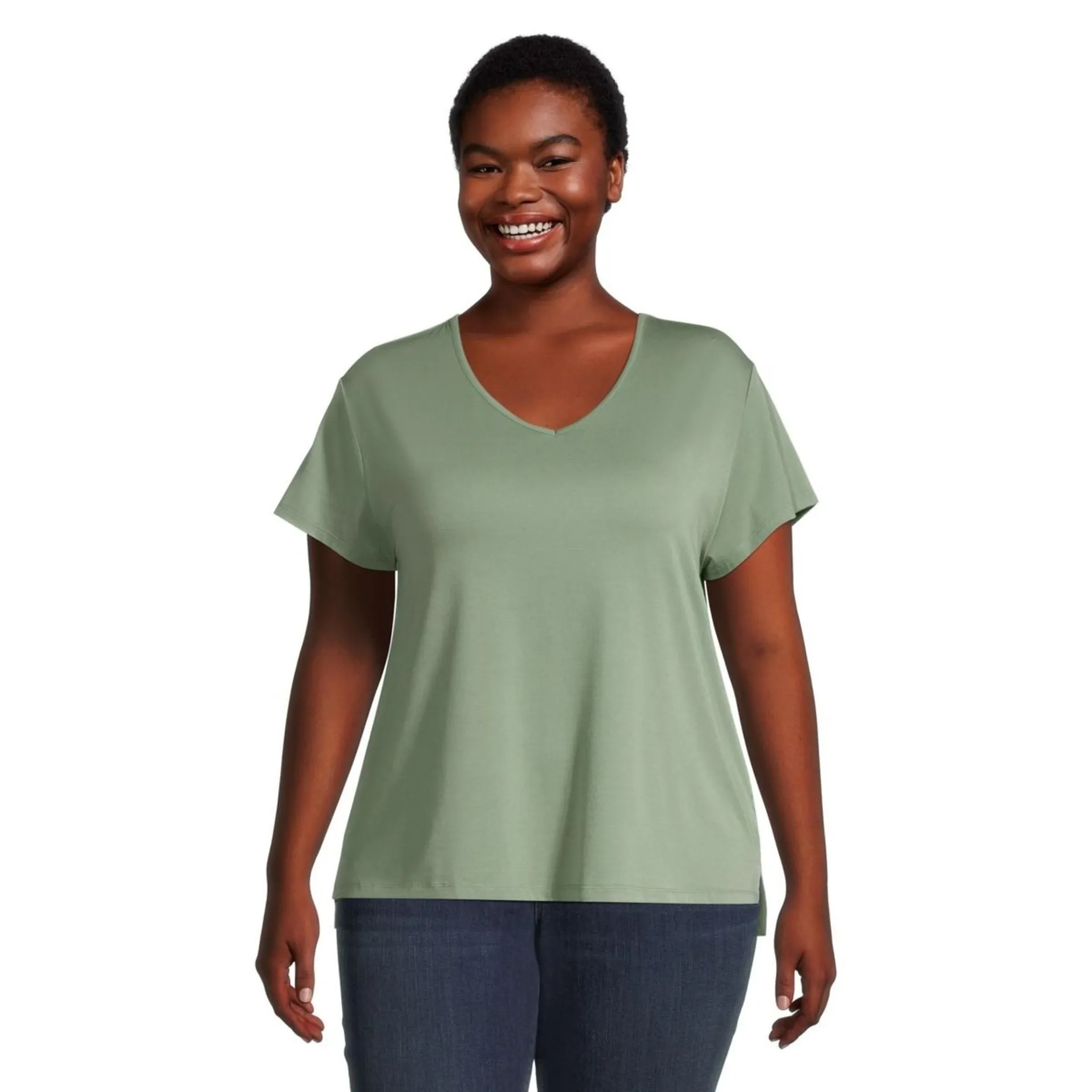 Ripzone Women's Plus Size Citron V Neck T Shirt