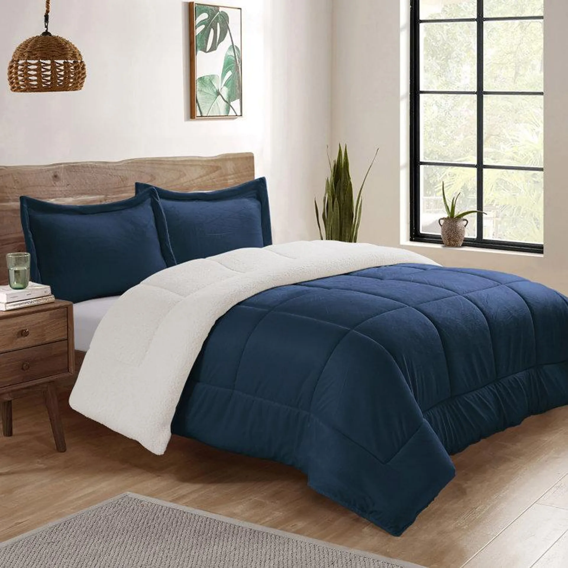 Reversible Micro-Mink and Sherpa Comforter Set