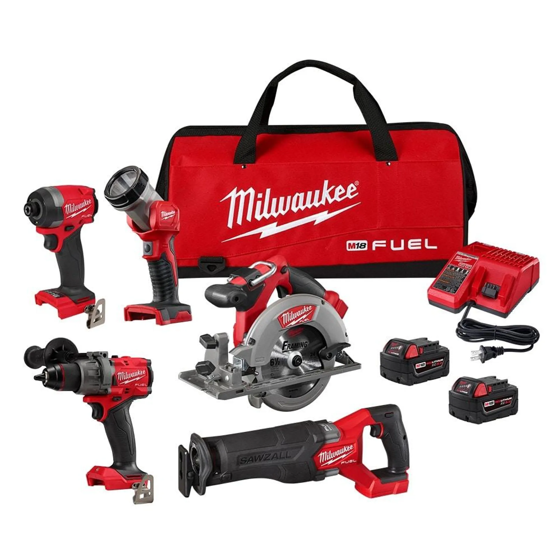 M18 FUEL 18V Lithium-Ion Brushless Cordless Combo Kit (5-Tool) w/ (2) 5.0 Ah Batteries