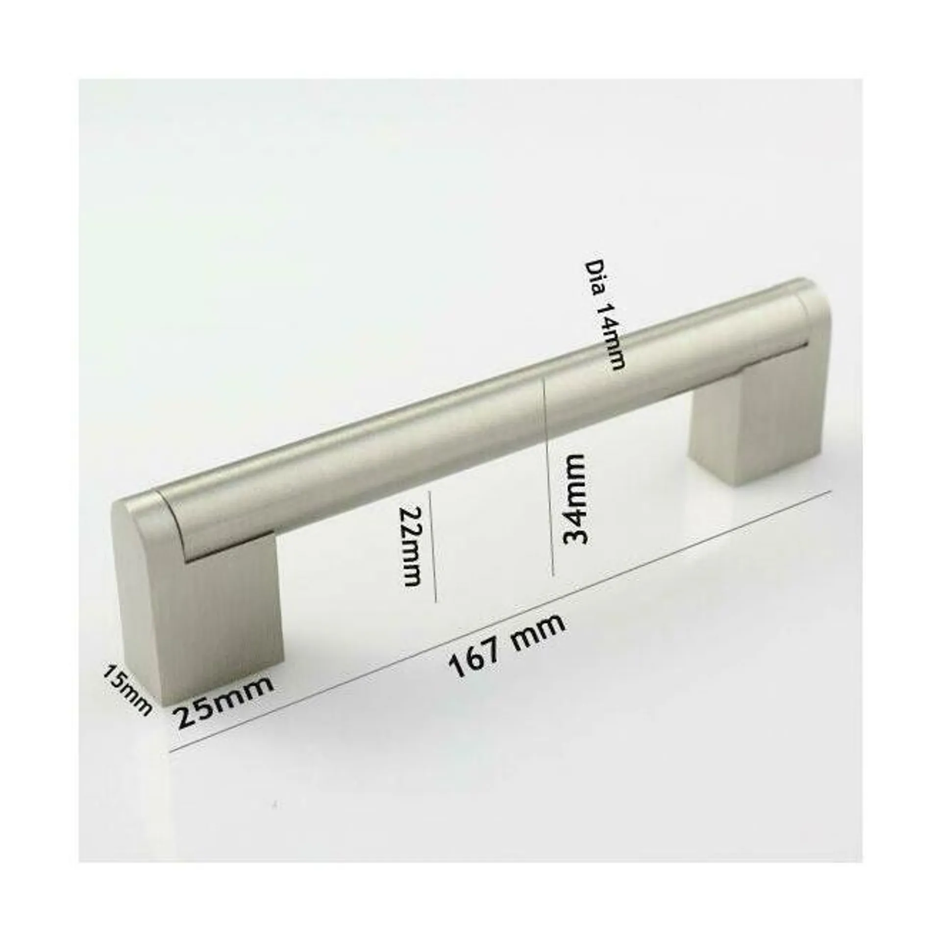 Satin Nickel Finish Contemporary Metal Boss Bar Handle Pulls Center to Center 128mm 5in - 1/Pack