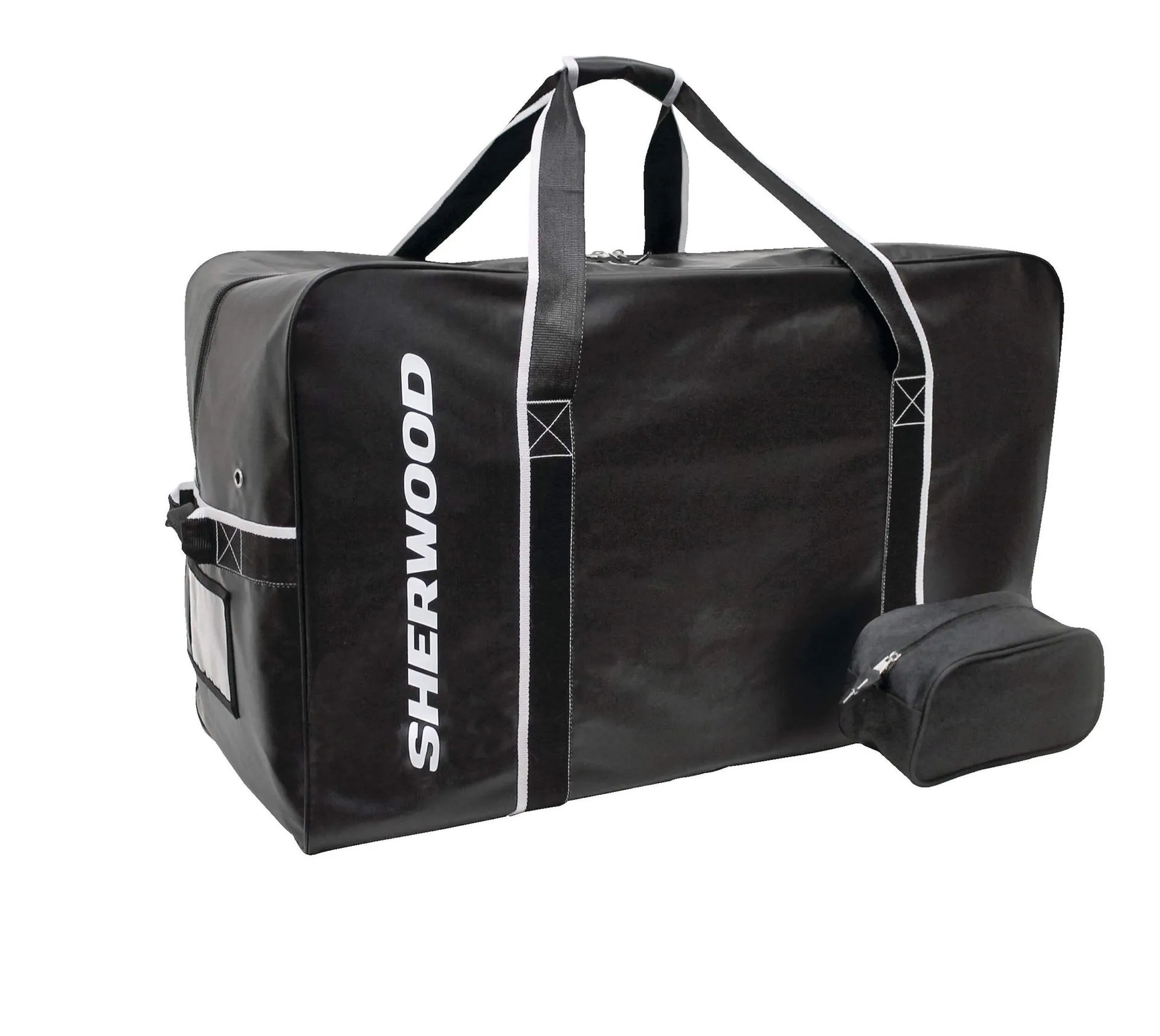 Sherwood Team Tarp Hockey Bag with Accessories/Toiletry Bag, Carry, Junior, Black, 30-in