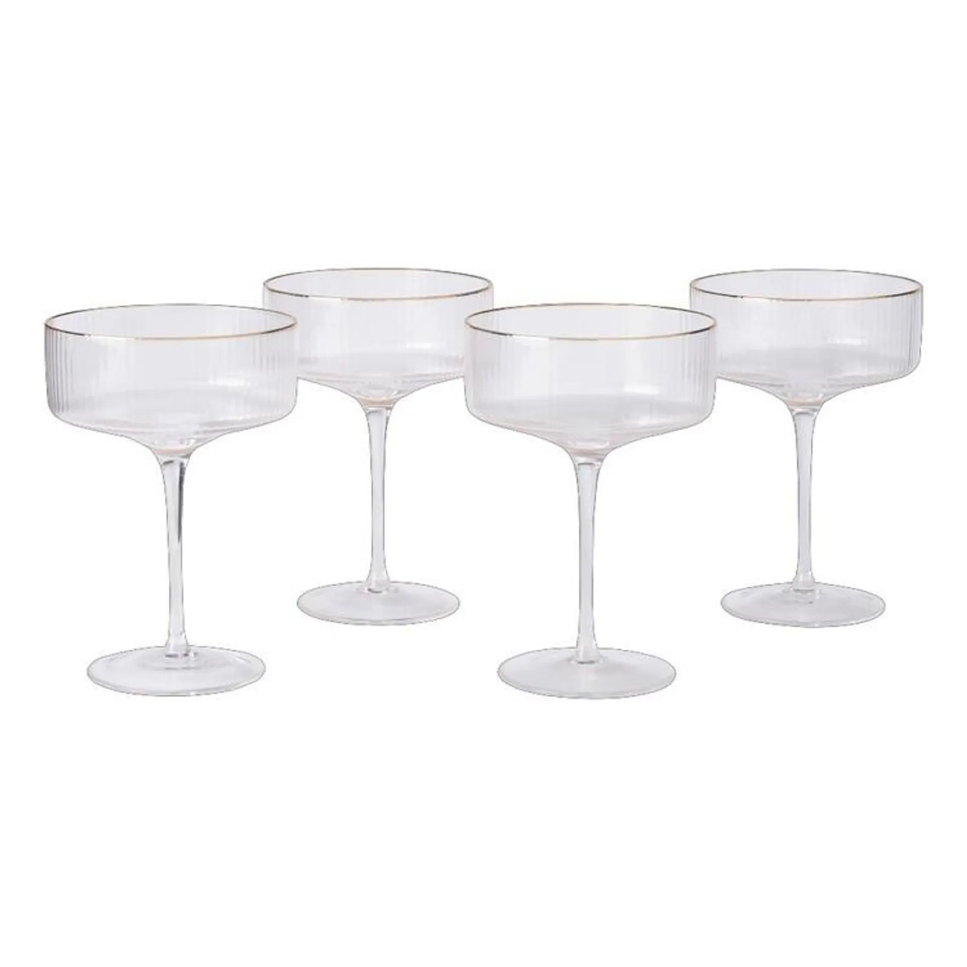 Culinary Co Gold Rim Coupe Glasses 4 Pack Clear & Gold