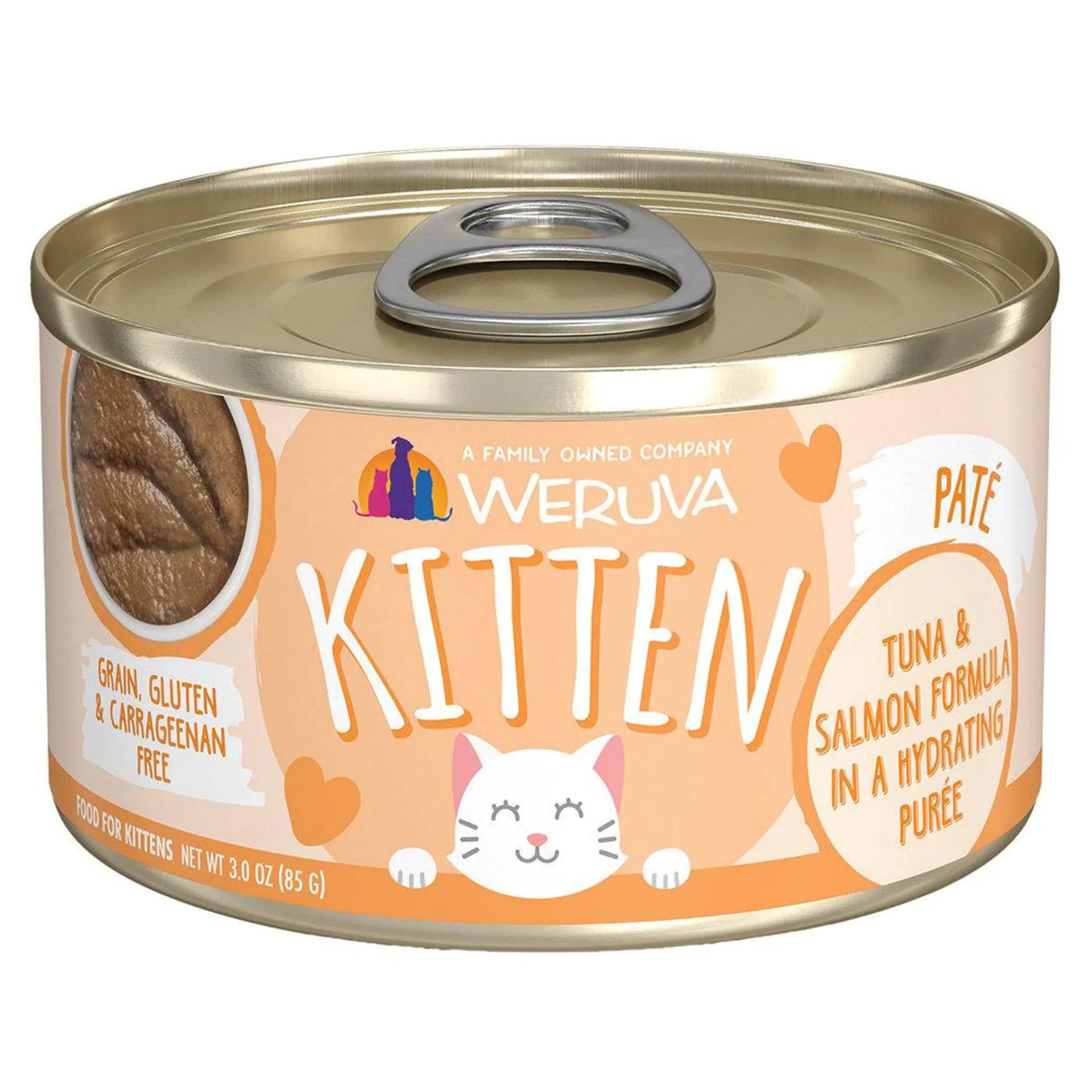 Weruva, Can, Kitten, Tuna & Salmon in Hydrating Puree - 85 g - Pate - Wet Cat Food