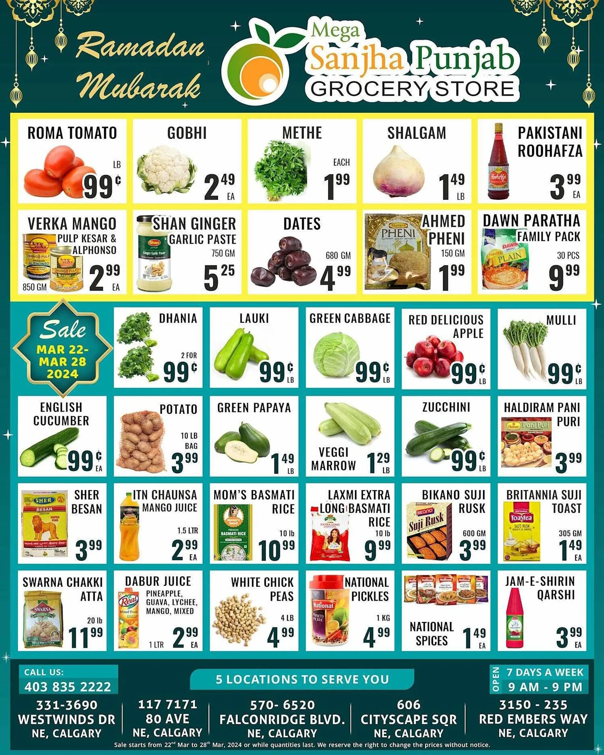 Mega Sanjha Punjab Grocery Store flyer from March 22 to March 29 2024 - flyer page 1
