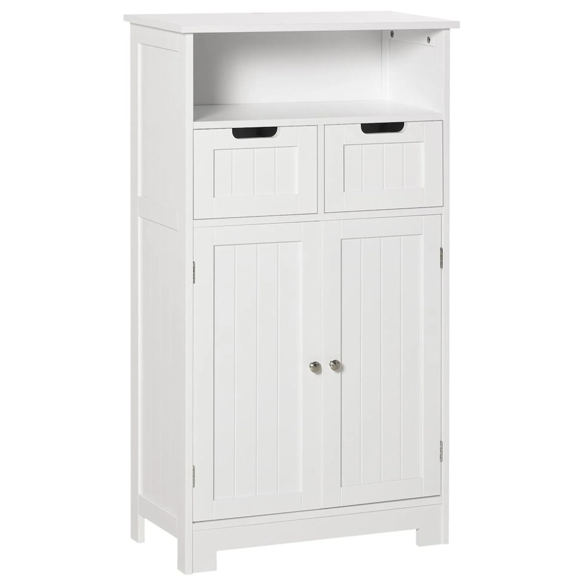 42.8-inch H Bathroom Storage Cabinet with Adjustable Shelf and Drawers, Side Cupboard in White