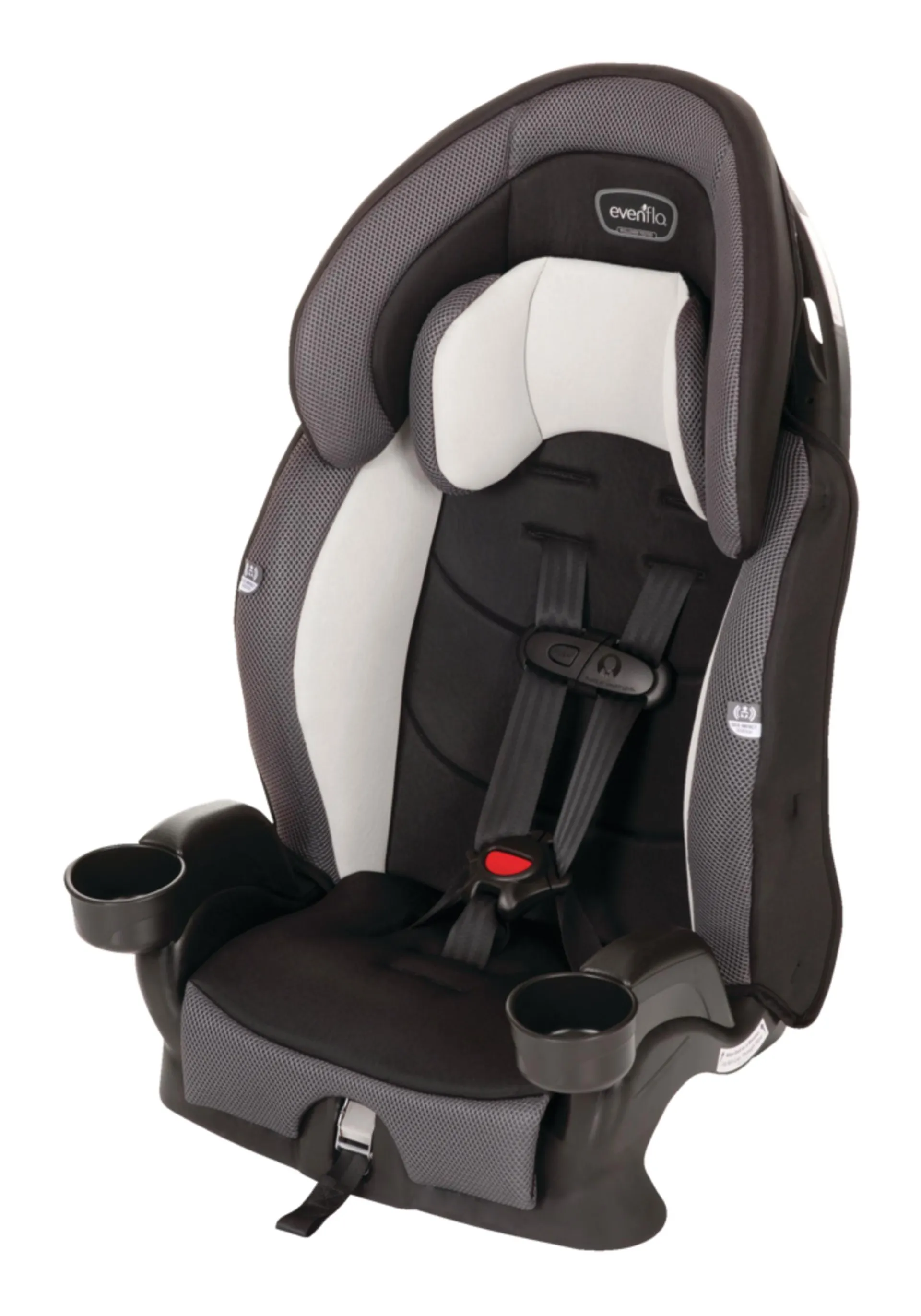 Evenflo Chase Plus 2-in-1 Booster Car Seat with Multi-Position Buckle, Grey