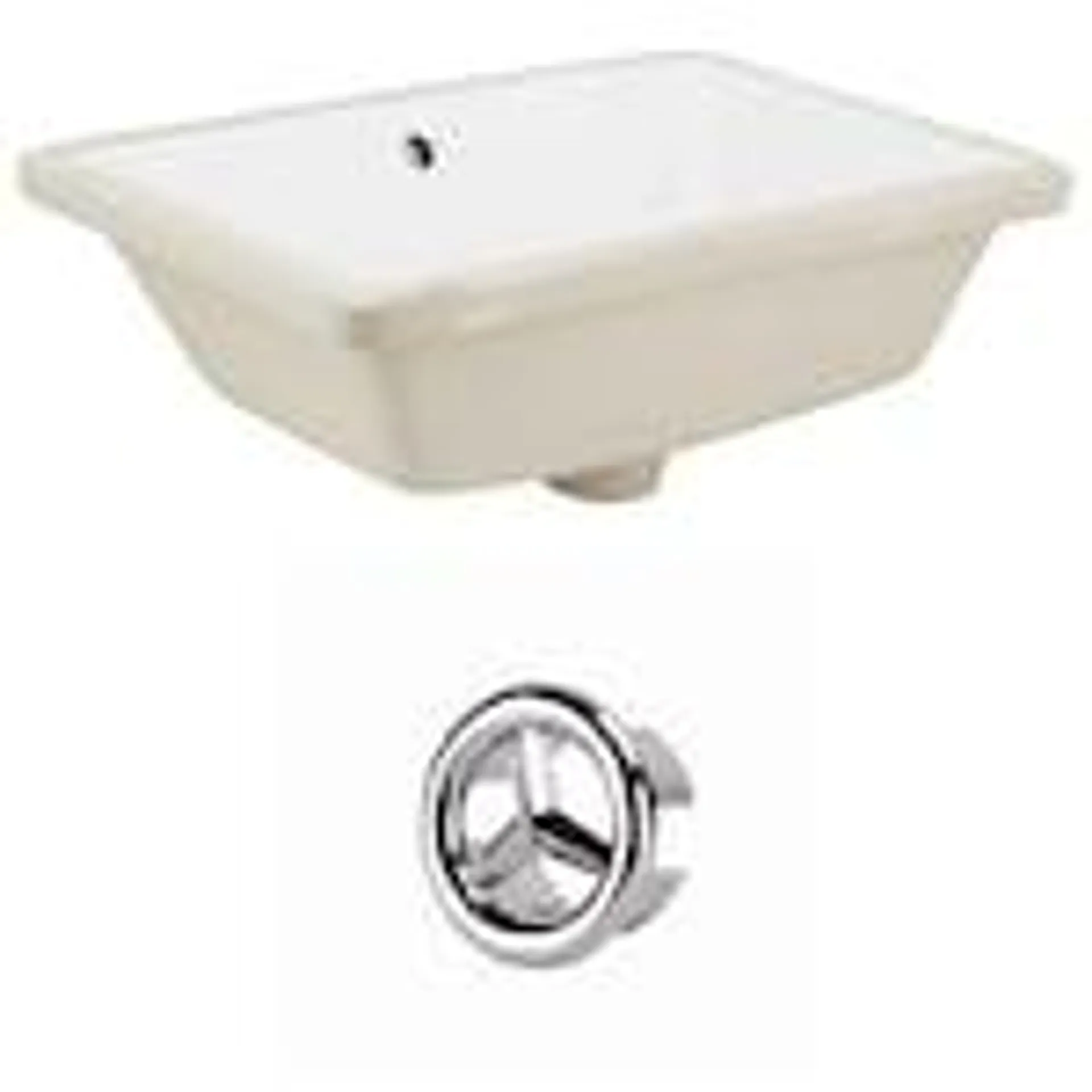 18.25- inch W Rectangle Undermount Sink Set In White - Chrome Hardware