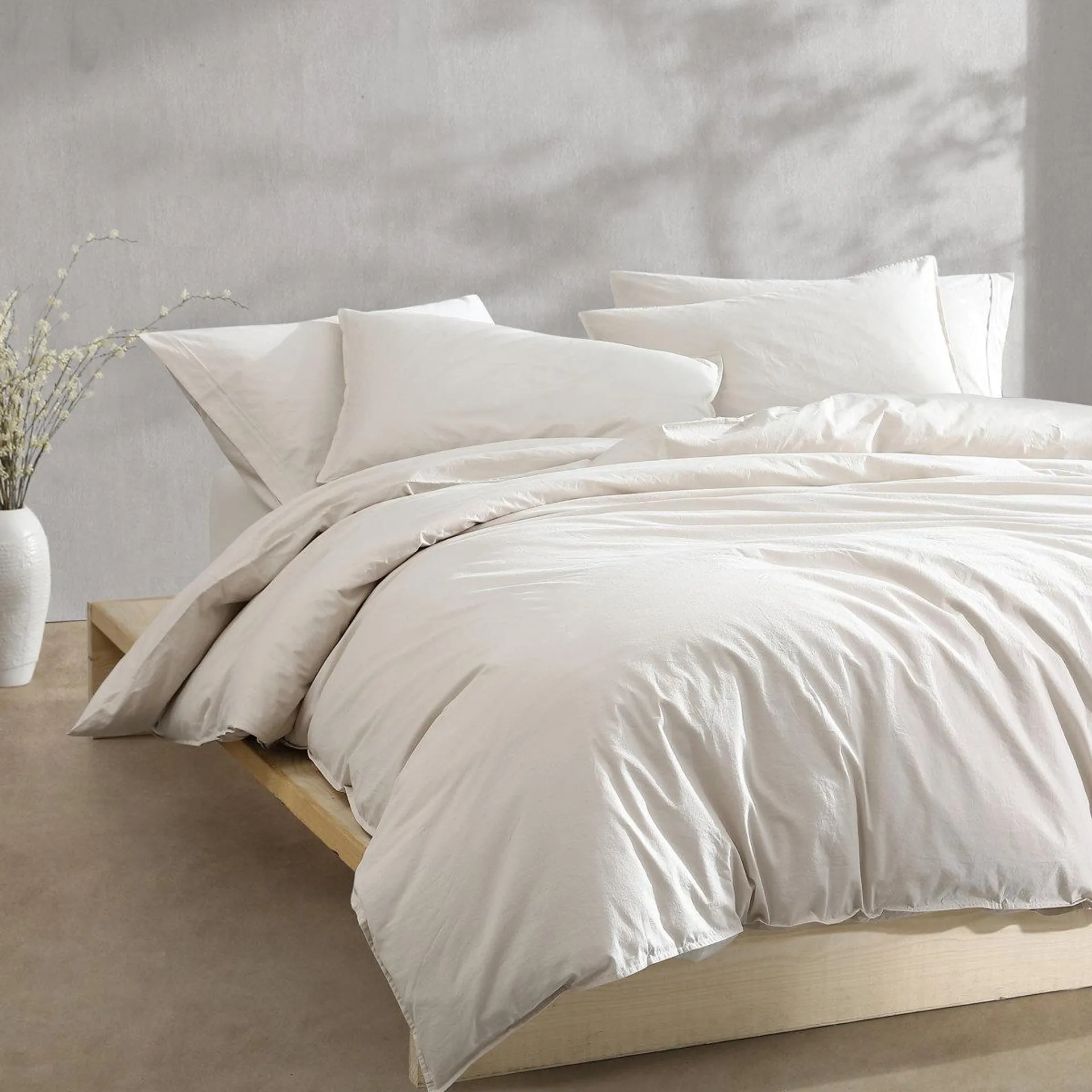 Calvin Klein Washed Percale Cotton Solid Comforter Set