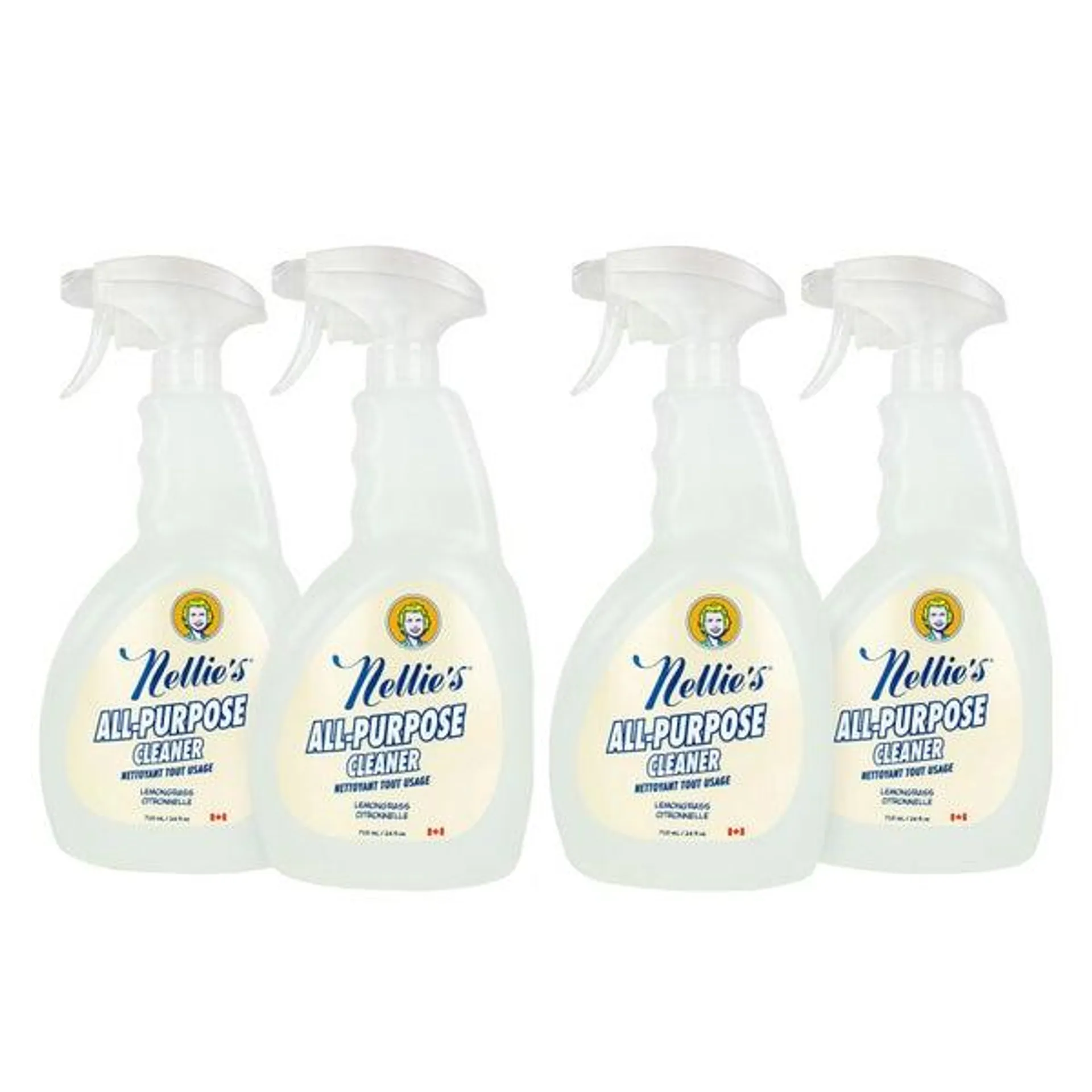 Nellie's All-Purpose Spray Cleaner, Lemongrass Scent, 4 x 719 ml (24 oz)