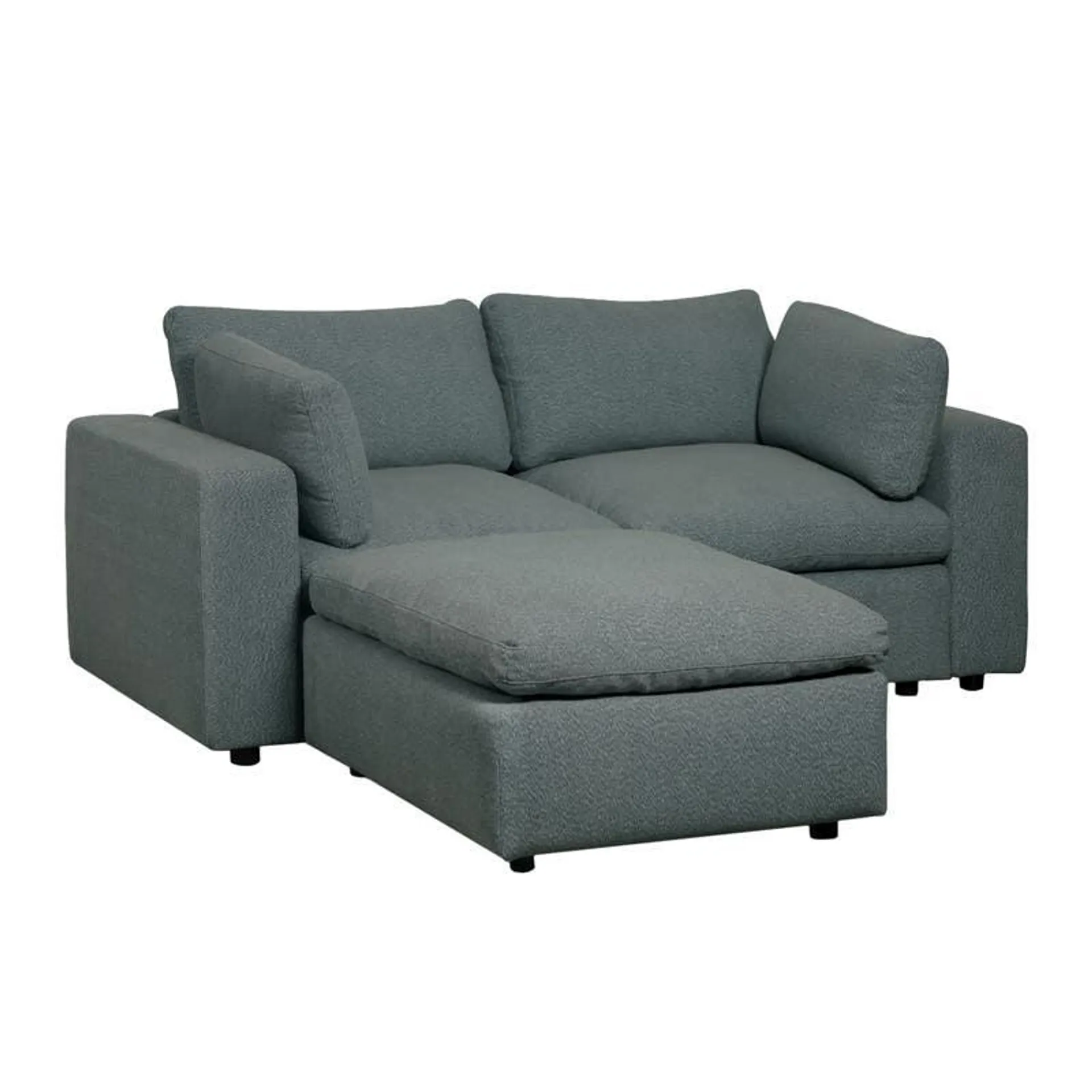 Causeuse modulaire avec ottoman gris- 5 mcx