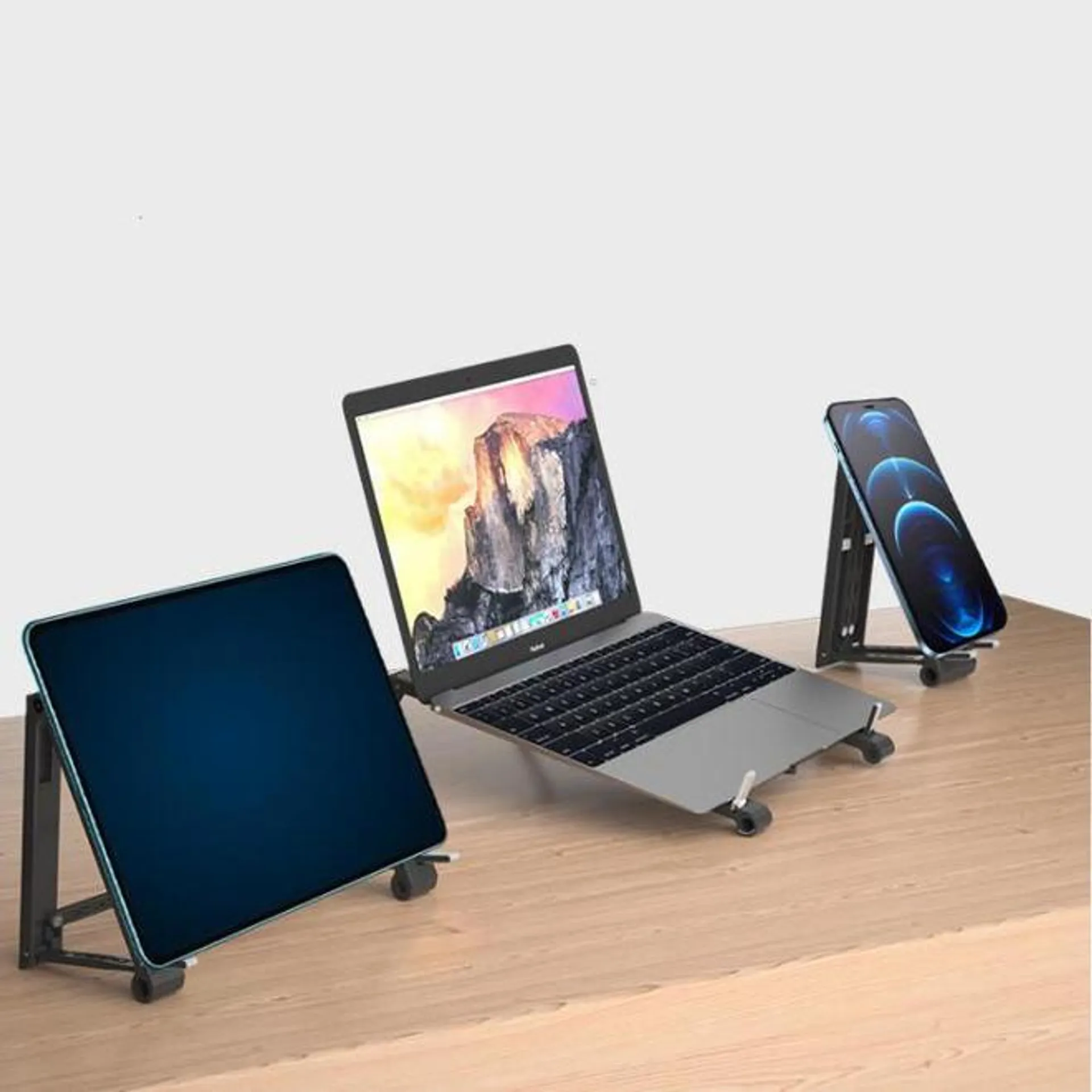 3-in-1 Multi-Purpose Folding Adjustable Laptop/Tablet/Phone Stand Holder - Moustache®