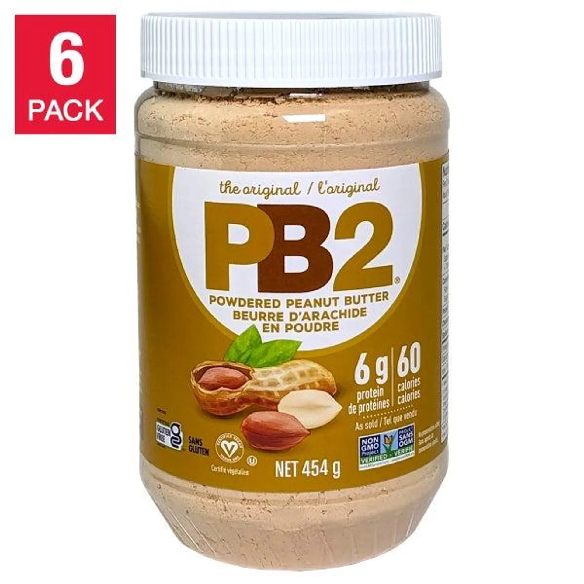 PB2 Original Powdered Peanut Butter, 6 × 454 g