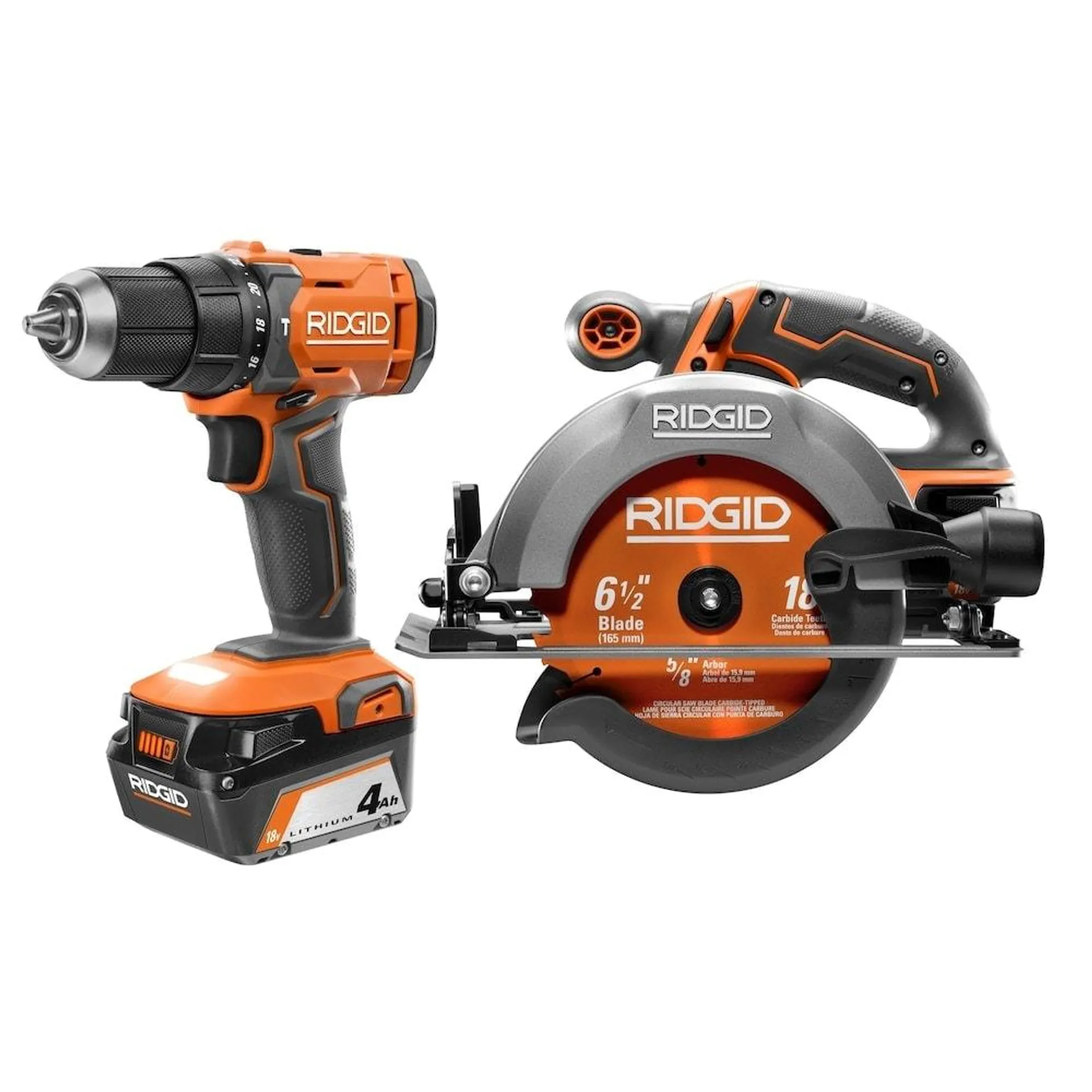 18V Hammer Drill and Circular Saw Kit with (1) 2.0 Ah, (1) 4.0 Ah Batteries & Charger
