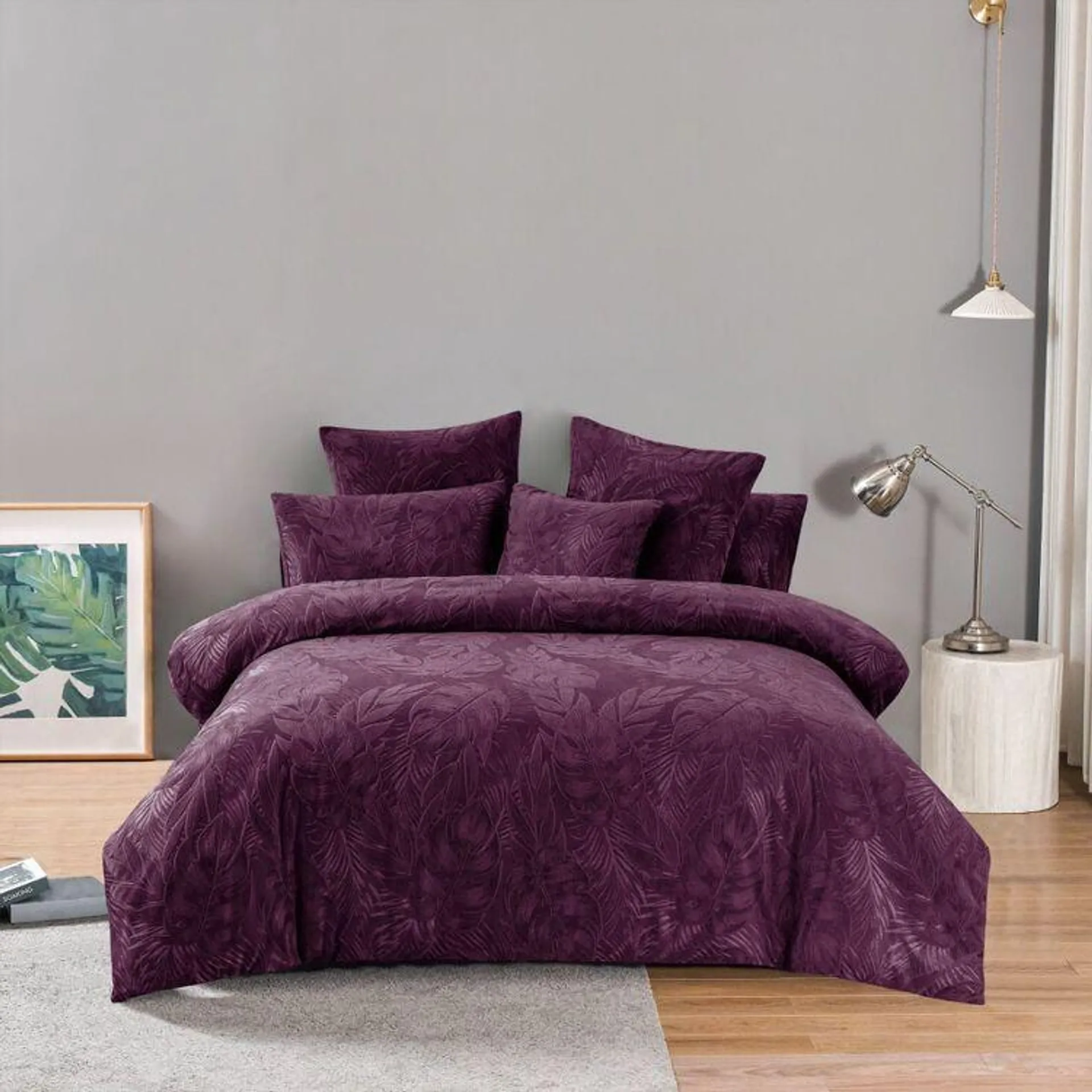 KOO Bahama Jacquard Velvet Quilt Cover Set Grape