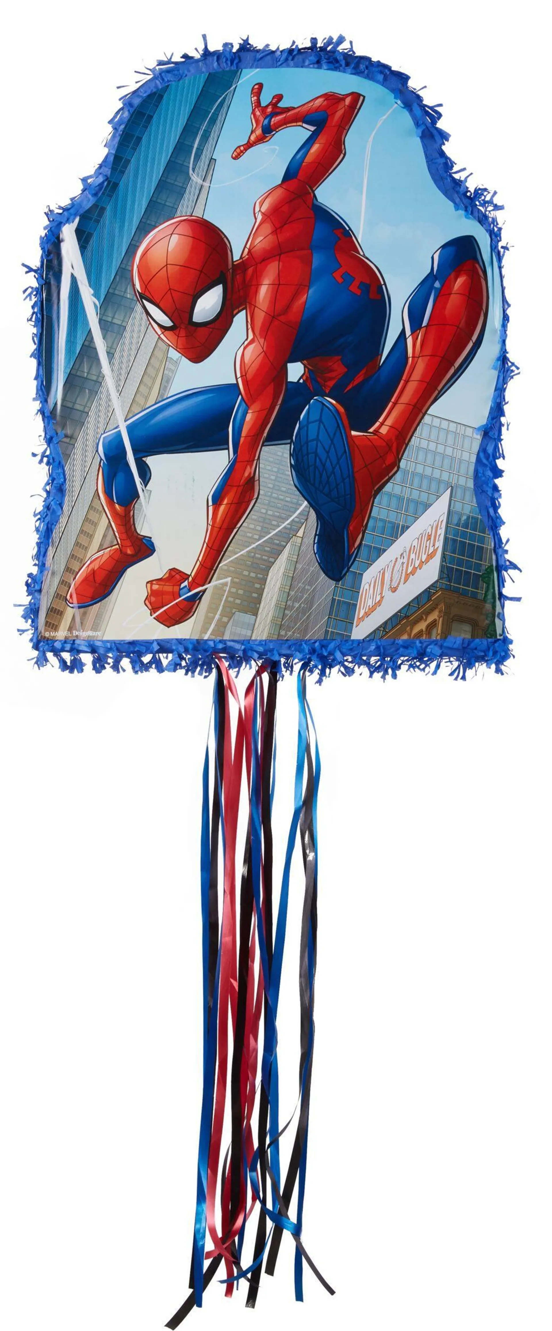 Disney Marvel Spider-Man Pinata Hanging Pull String Decoration, Blue/Red, 21.5-in, Holds 2lb of Pinata Filler, for Birthday Parties