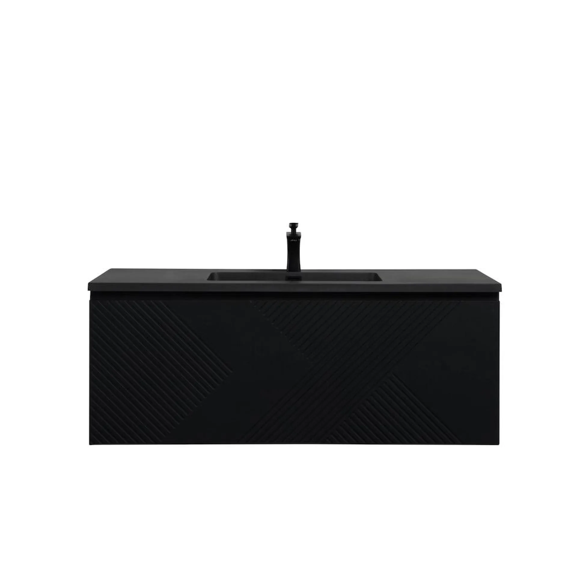 Leah 48-inch W Vanity in Matt Black with Quartz Top Single-Sink in Black