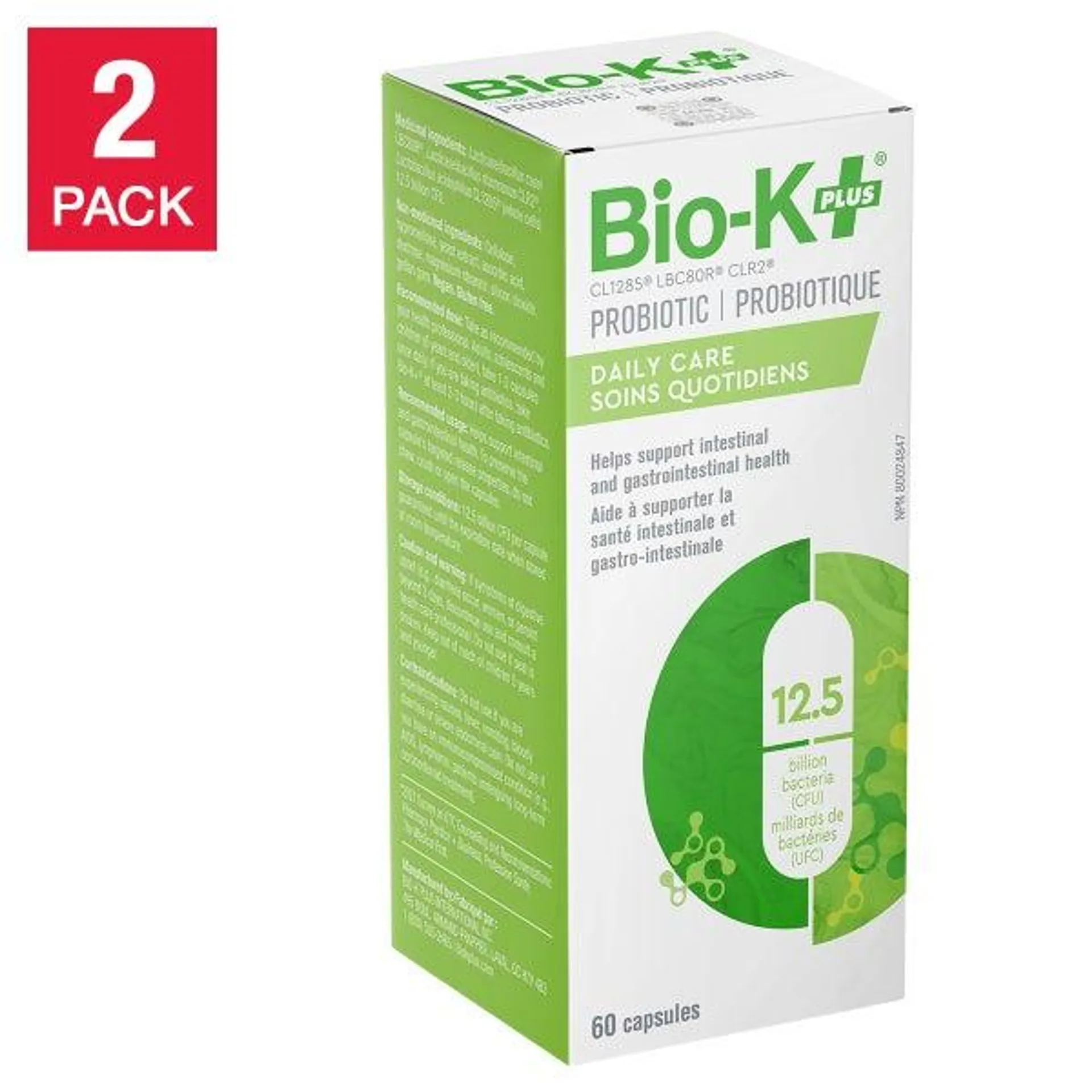 Bio-K+ Probiotic Daily Care 12.5 Billion bacteria - 2 x 60 capsules