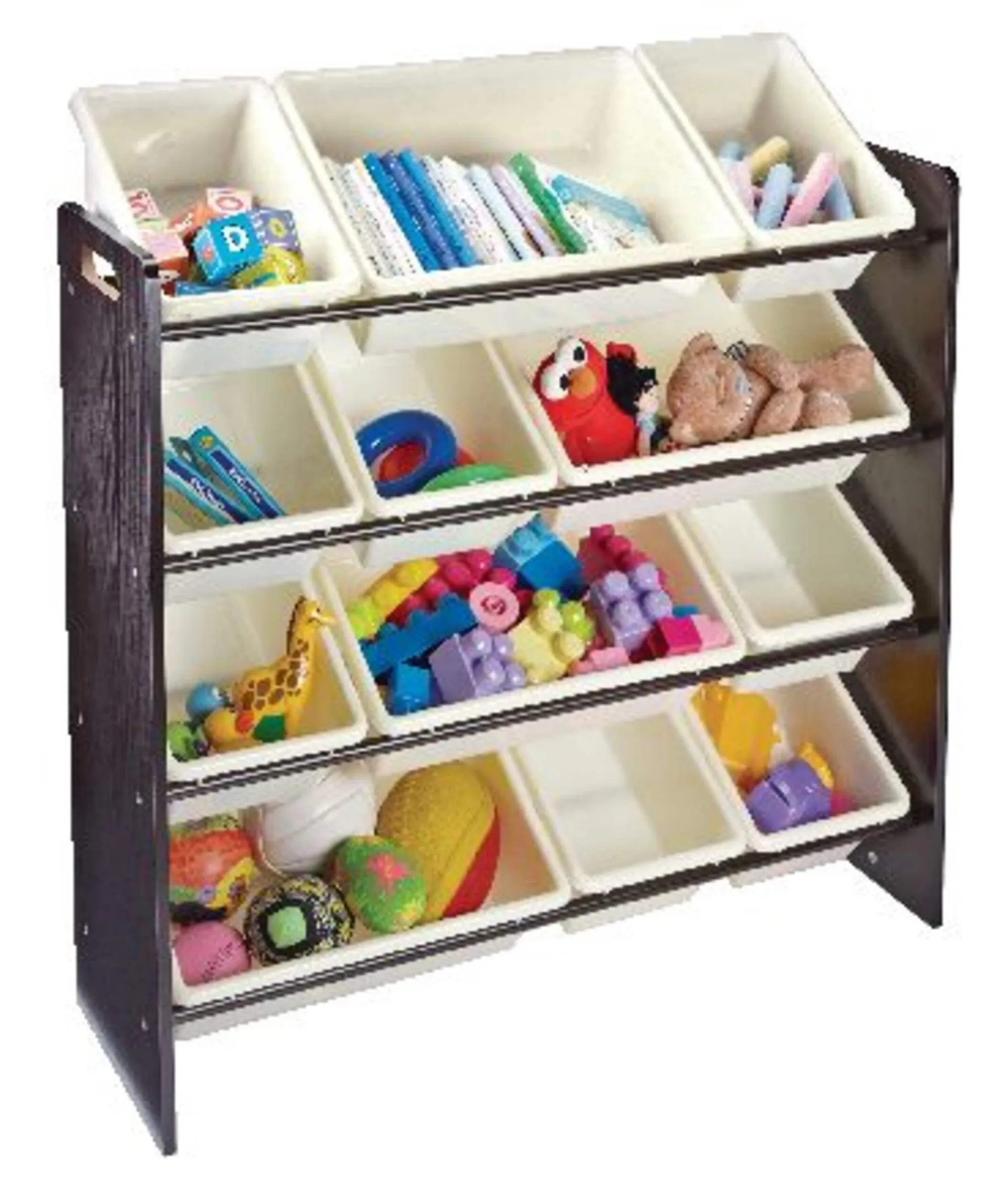 For Living 12-Bin Toy & Storage Organizer For Bedroom/Playroom/Mudroom, Espresso