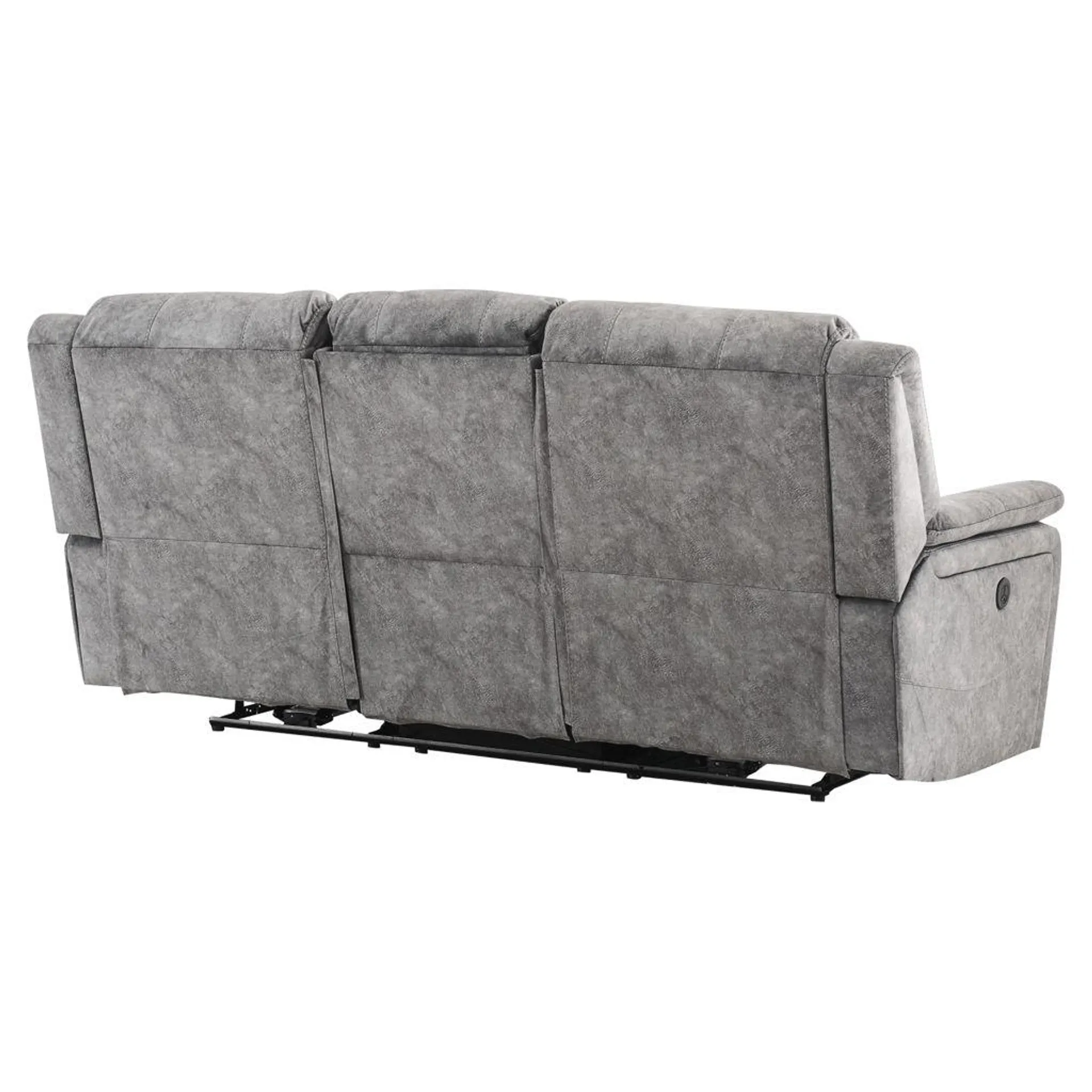 Sofa inclinable motorisé en tissu gris avec console