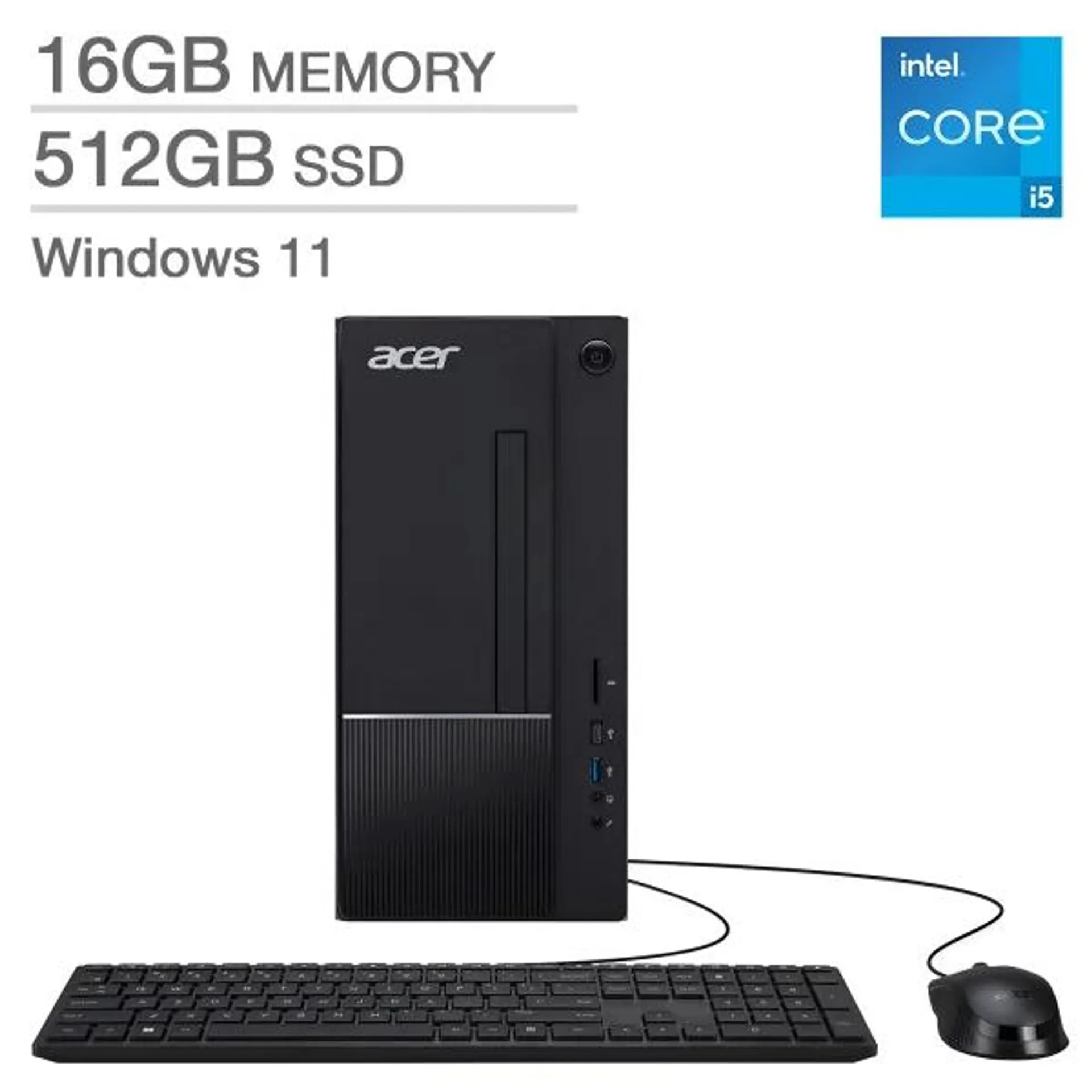 Acer Aspire Desktop, Intel Core i5-14400 -16 GB RAM, 512GB SSD