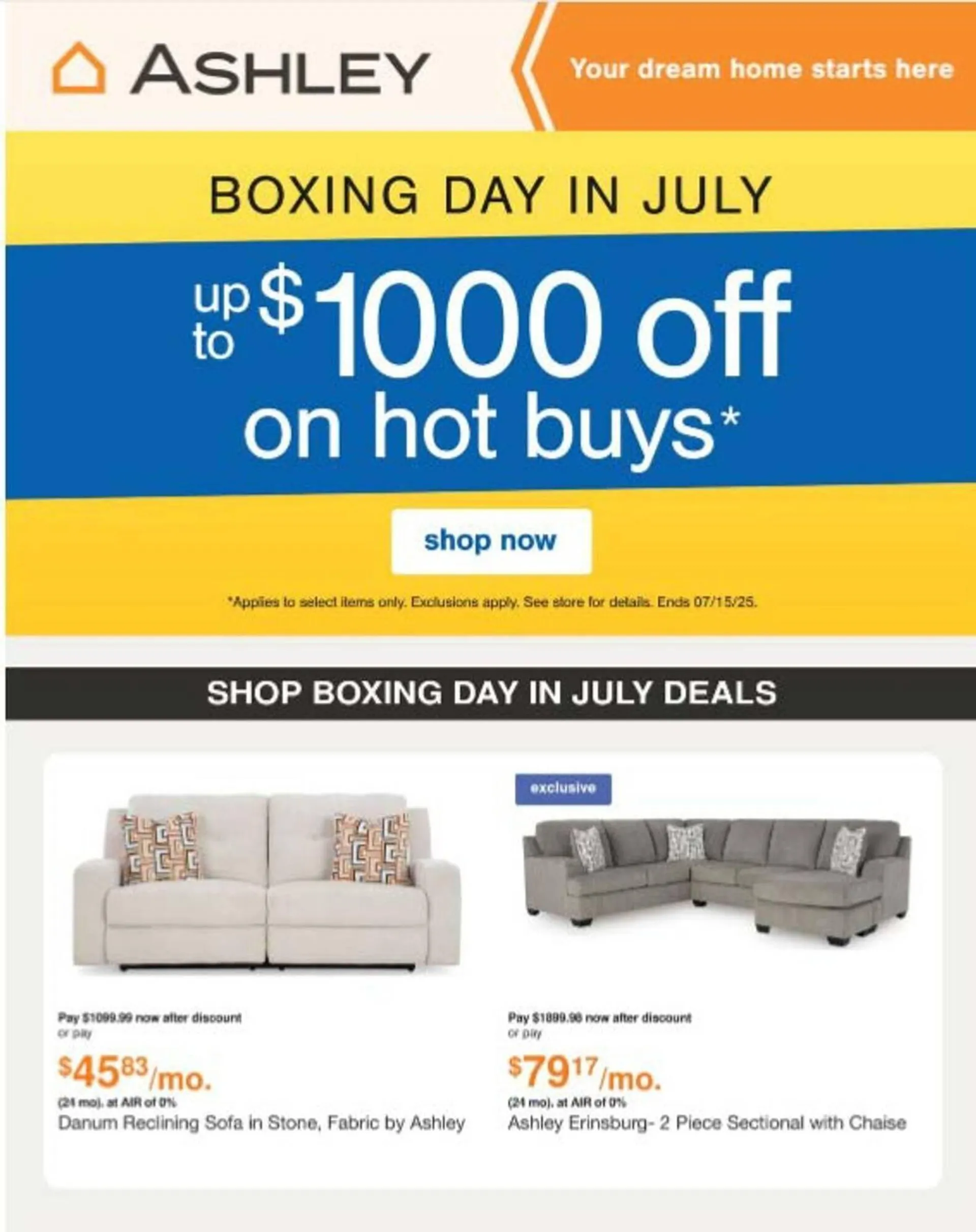 Ashley Furniture flyer from July 9 to July 15 2025 - flyer page 1