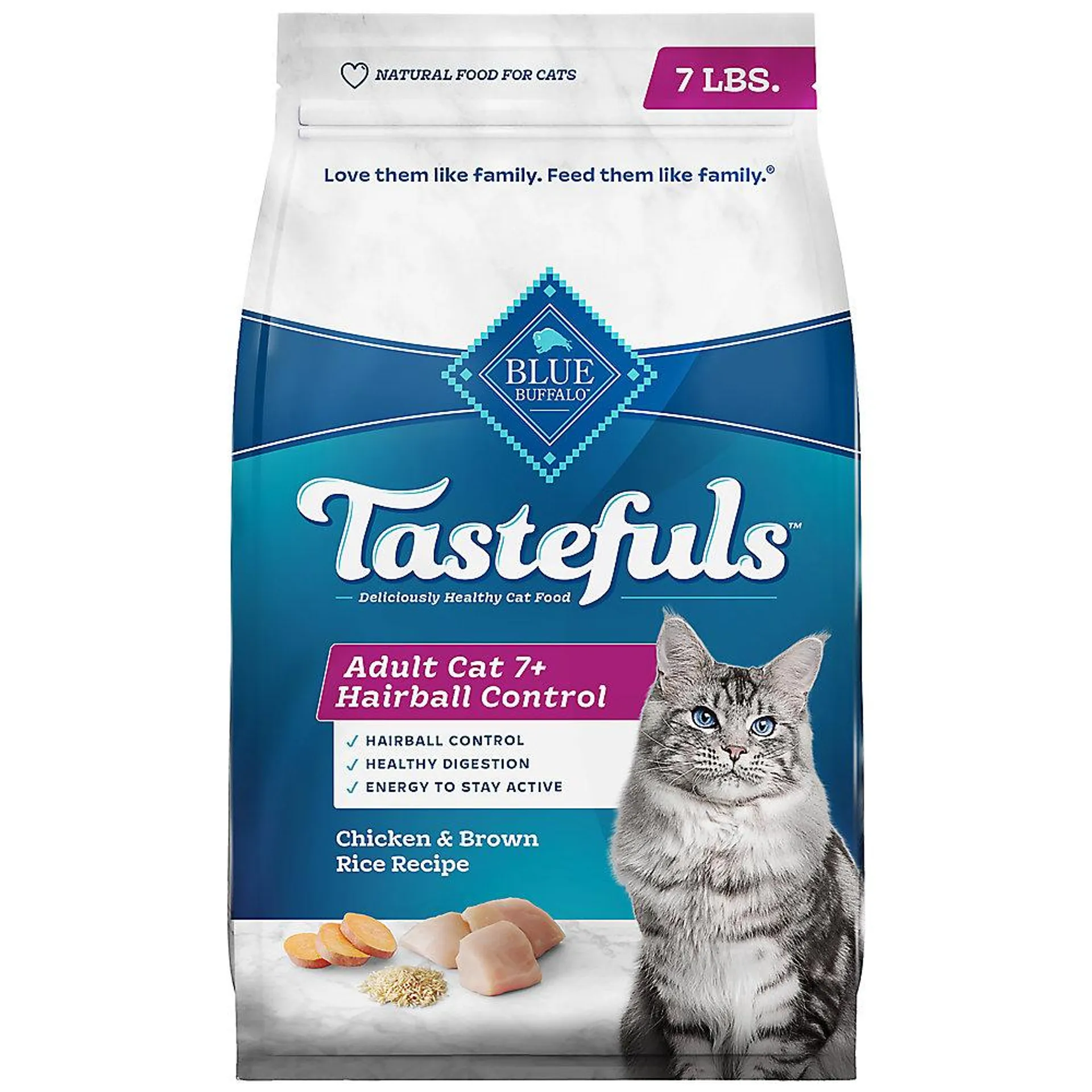 Blue Buffalo® Tastefuls™ Hairball Control Adult 7+ Dry Cat Food - Natural, Chicken & Brown Ric