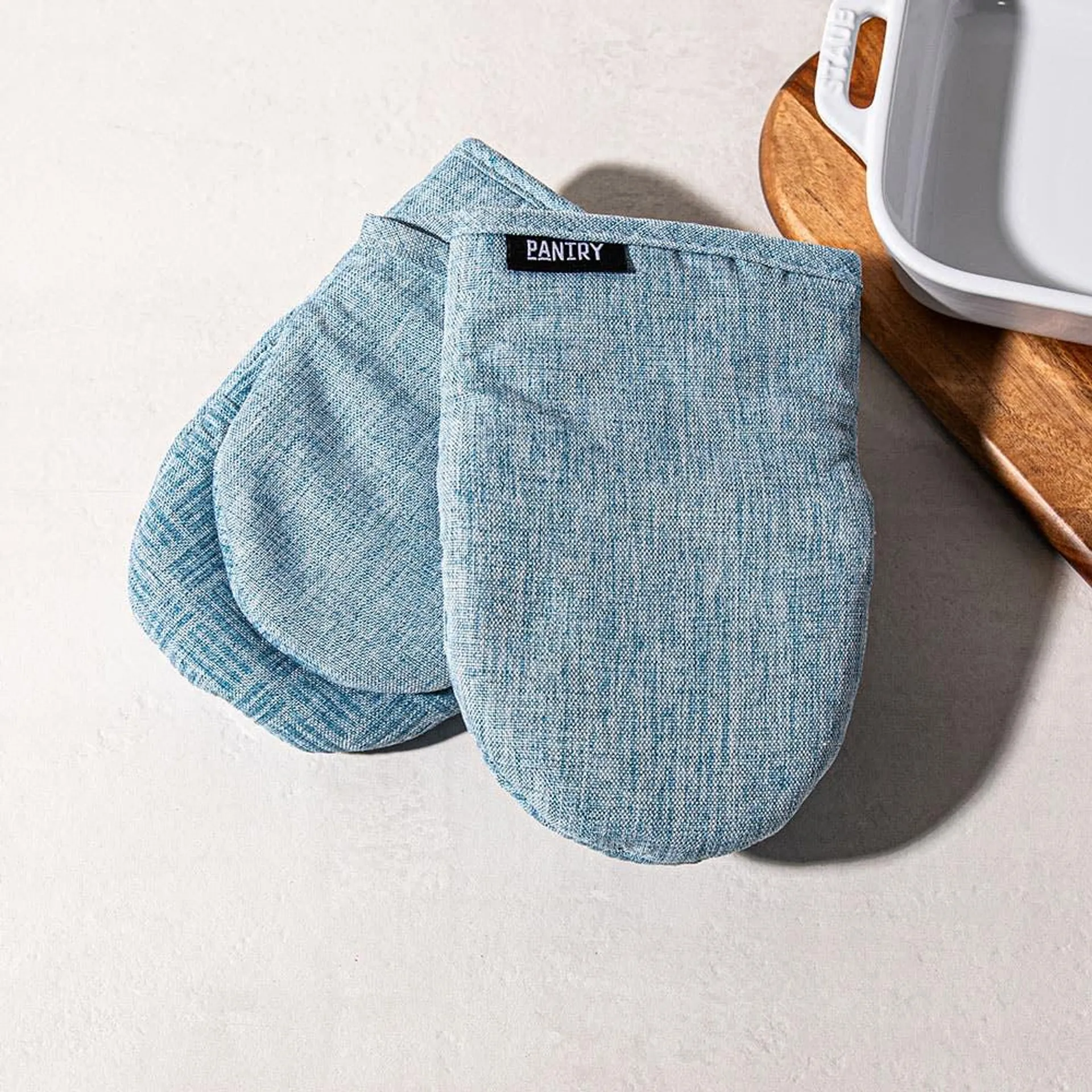 Harman Pantry Chambray Cotton Mini Oven Mitt - Set of 2 (Blue)