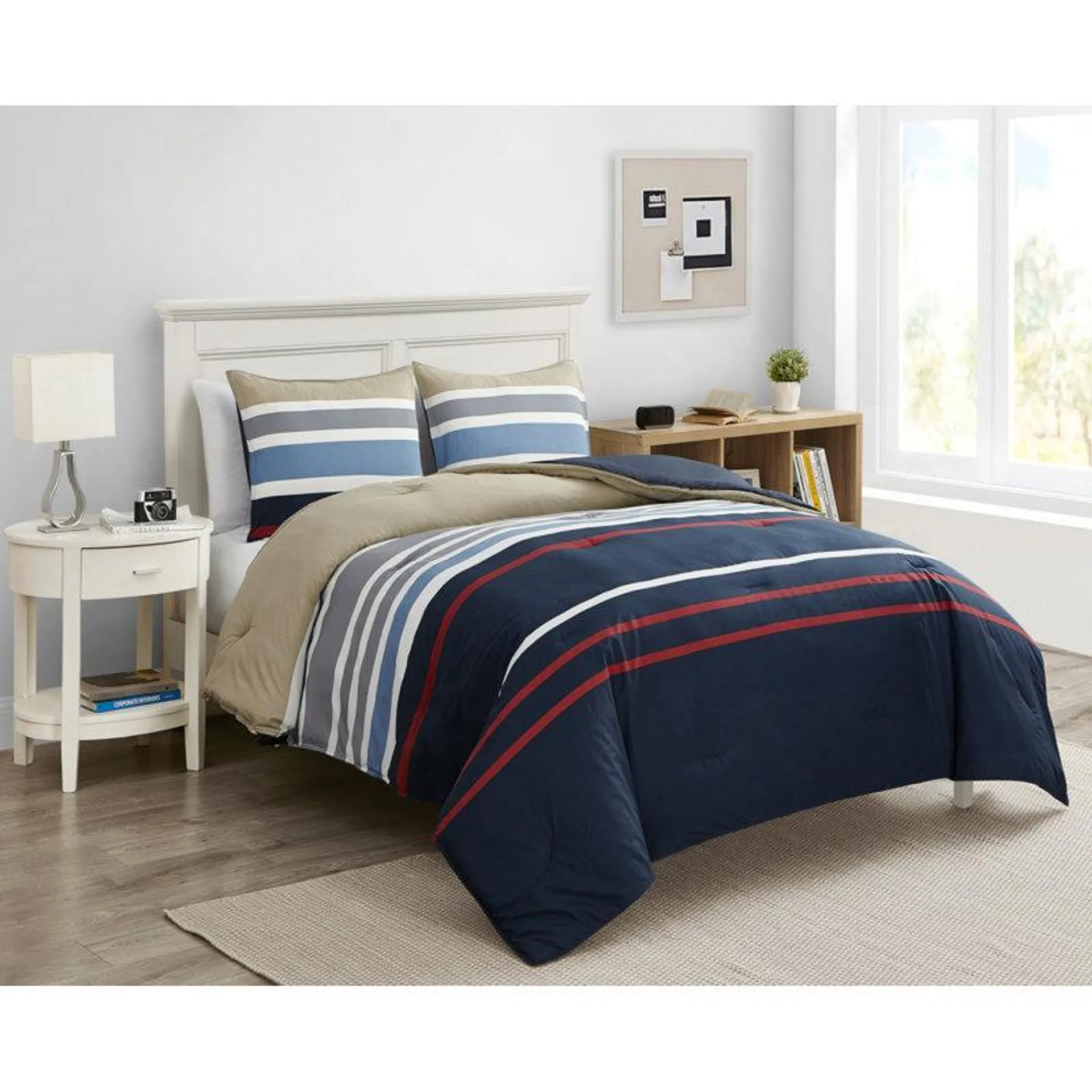 Nautica Bradford Reversible Cotton Navy Comforter Set