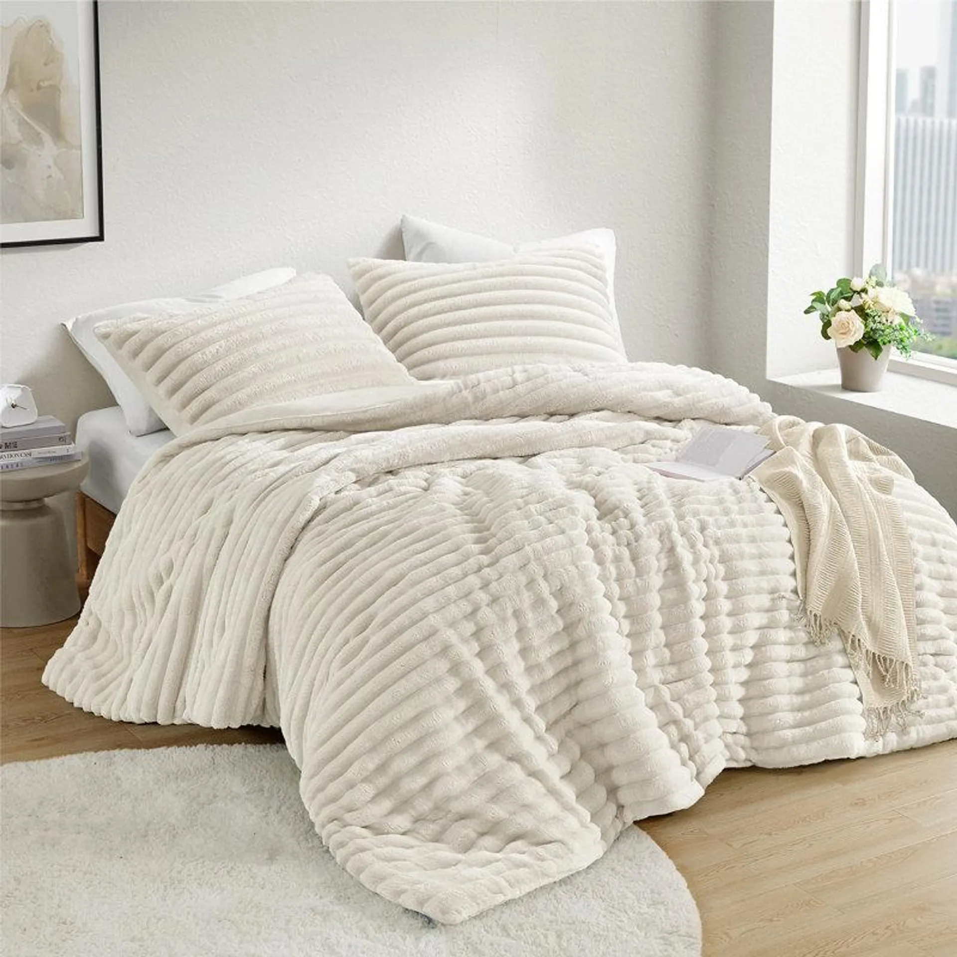 Avril Fluffy Ribbed Plush Comforter Set