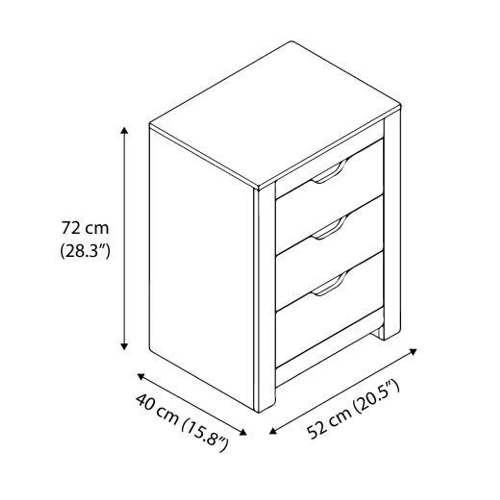 3 Drawer Nightstand