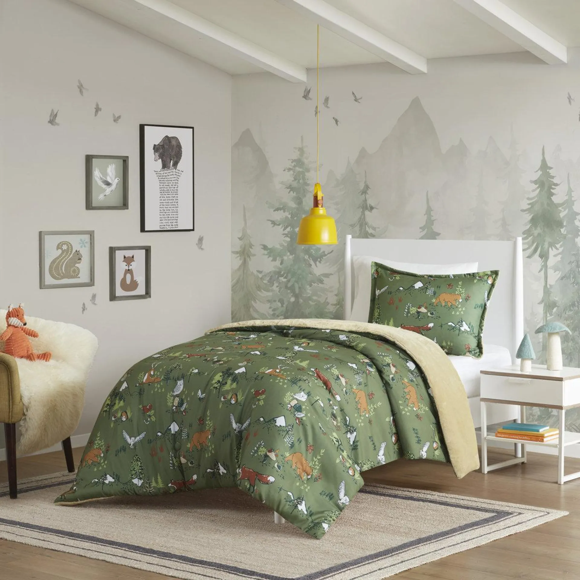 Forest Animals Plush Reversible Comforter Set