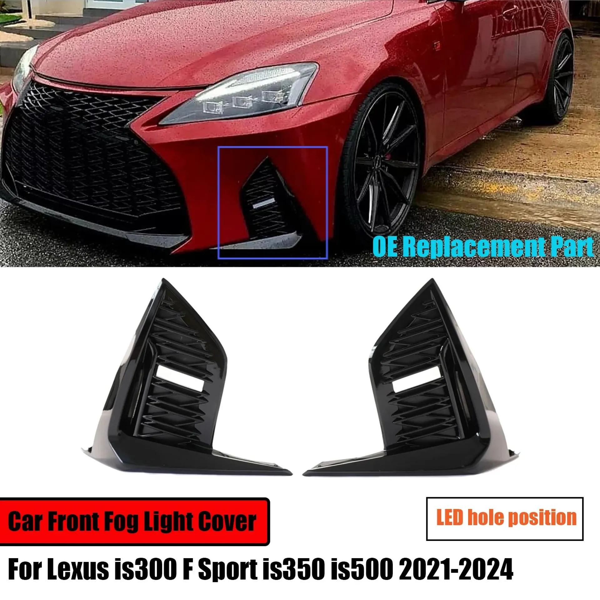 Car Front Fog Light Cover For Lexus is300 F Sport is350 is500 2021-2024 Car Accessories Body Kit With LED Hole Position