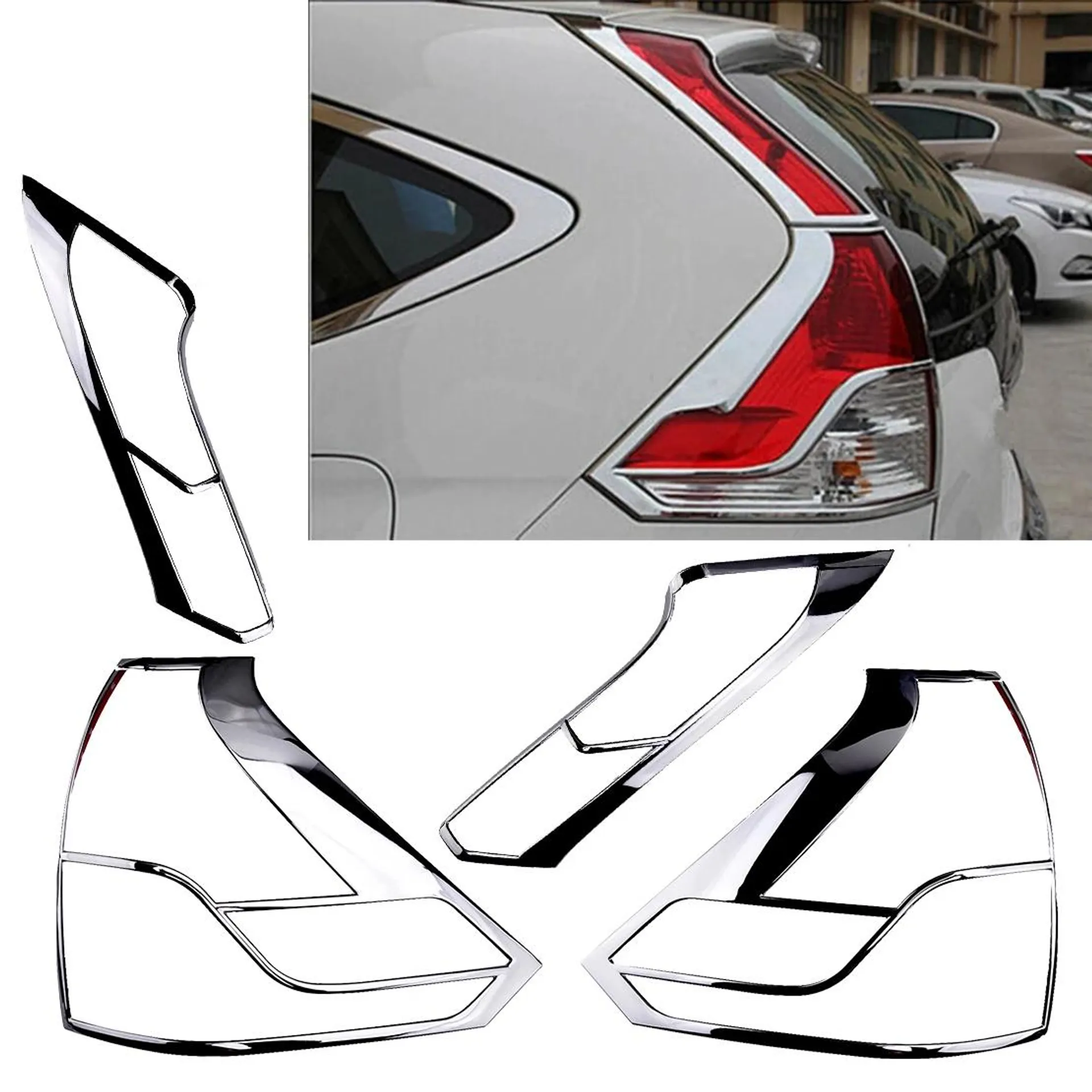 4Pcs/Set ABS Chrome Car Rear Tail Light Lamp Cover Trim Fit For Honda CRV 2012 2013 2014 Styling