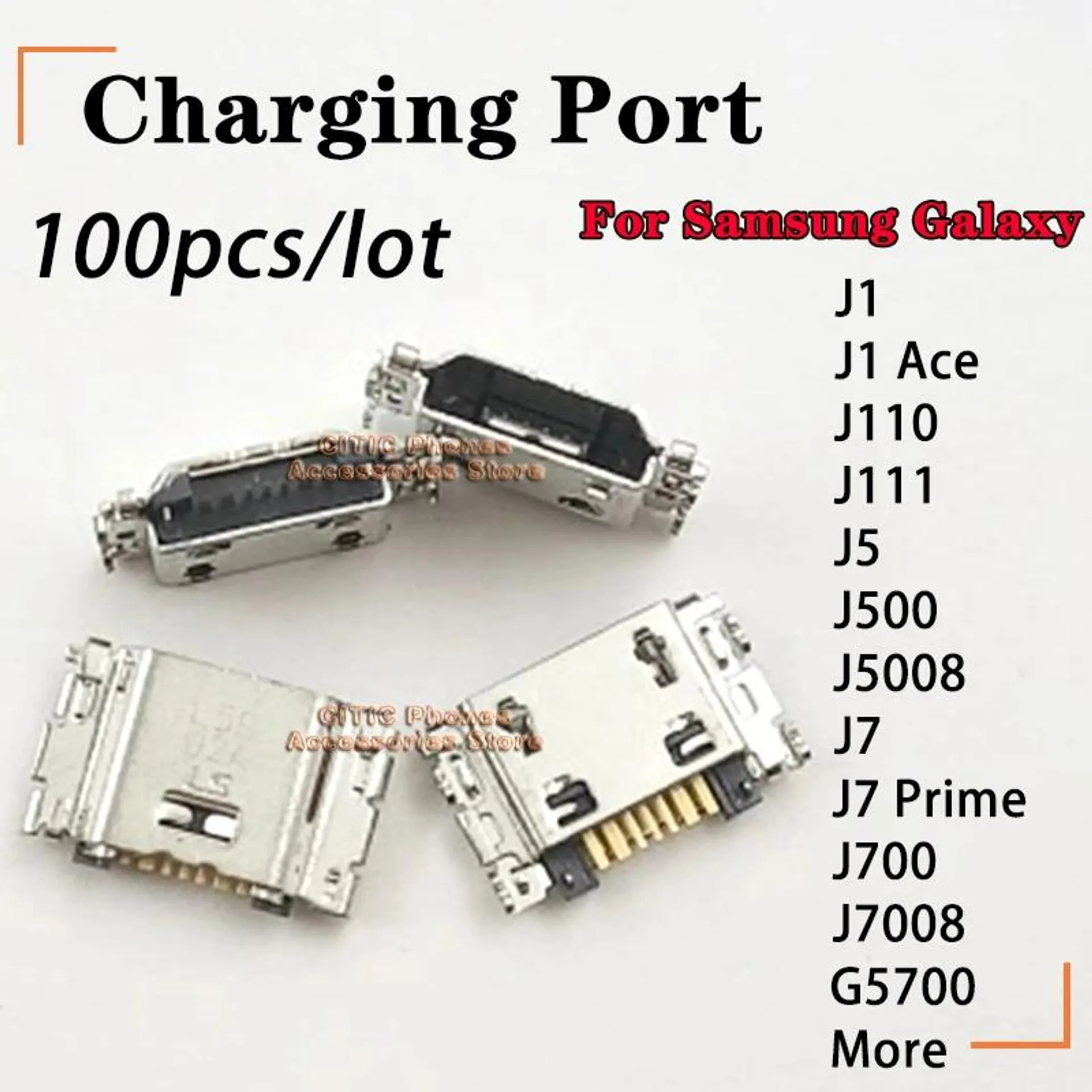 100pcs 7Pin For Samsung J7 Prime G5700 J1 Ace J7008 J700 J5 J500 J5008 J110 J111 USB Charging Port Jack Socket Charger Connector