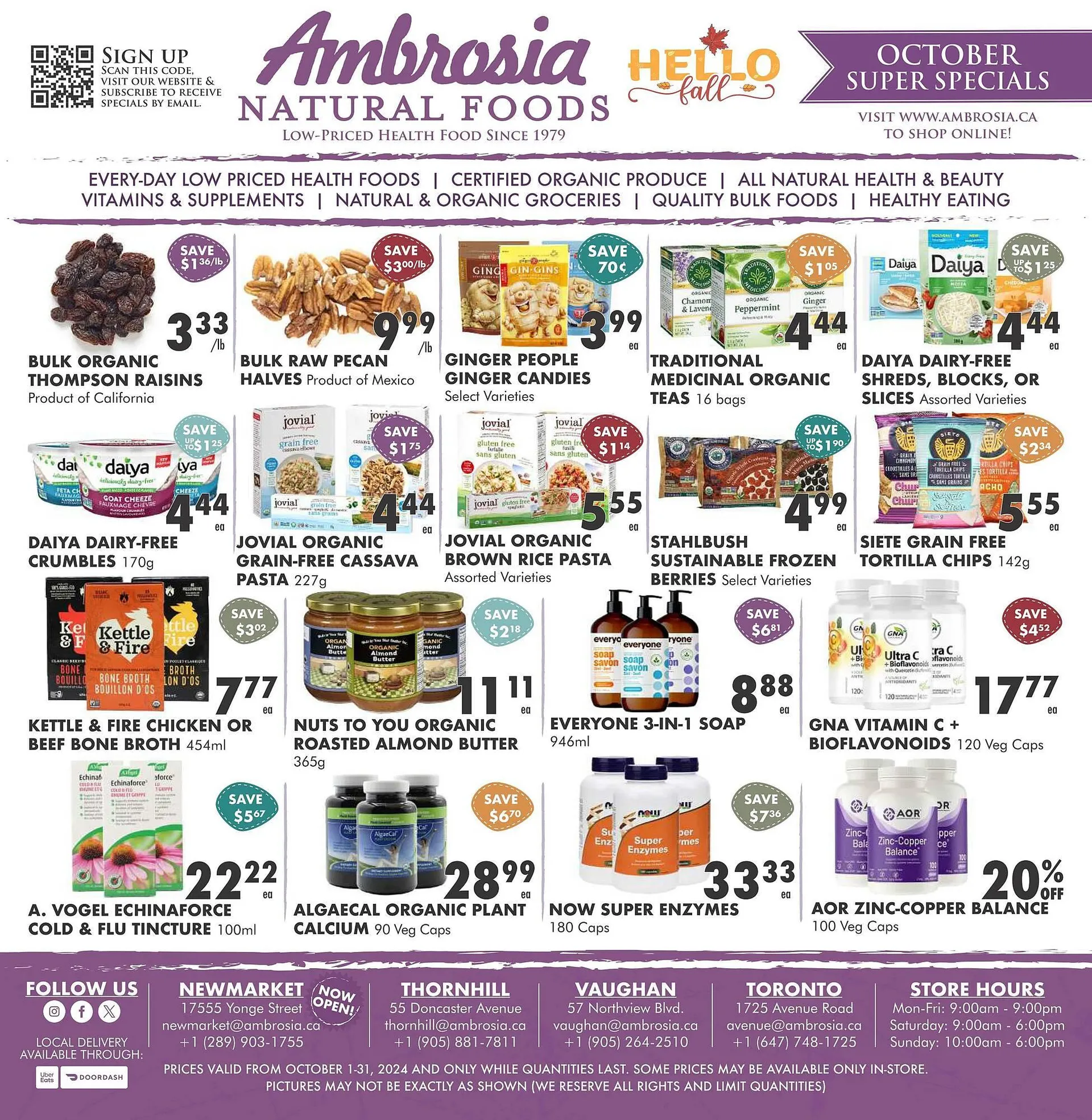 Ambrosia Natural Foods flyer from October 1 to October 31 2024 - flyer page 1