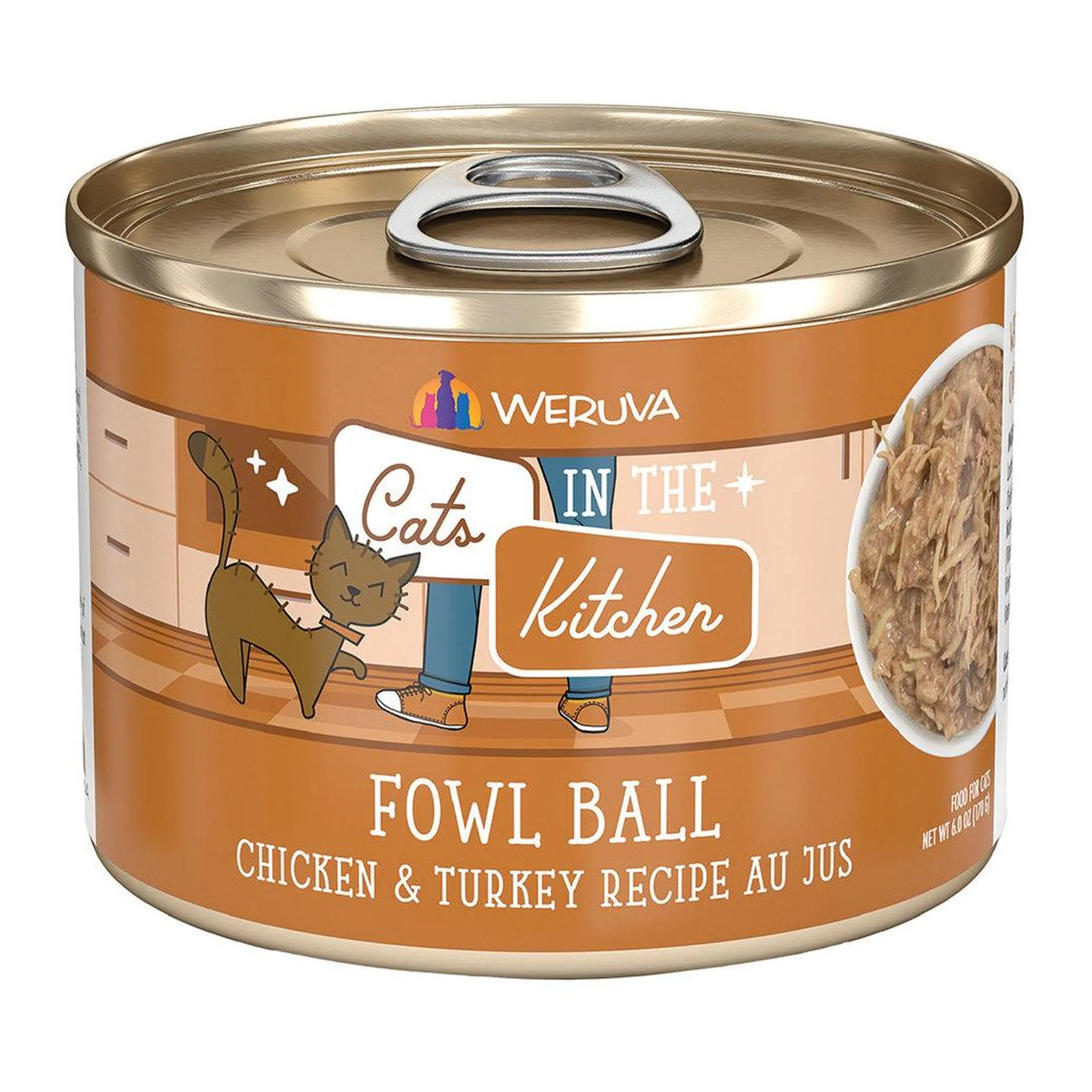 Weruva, Can Feline - Fowl Ball - Chicken&Turkey-170g - Minced - Wet Cat Food