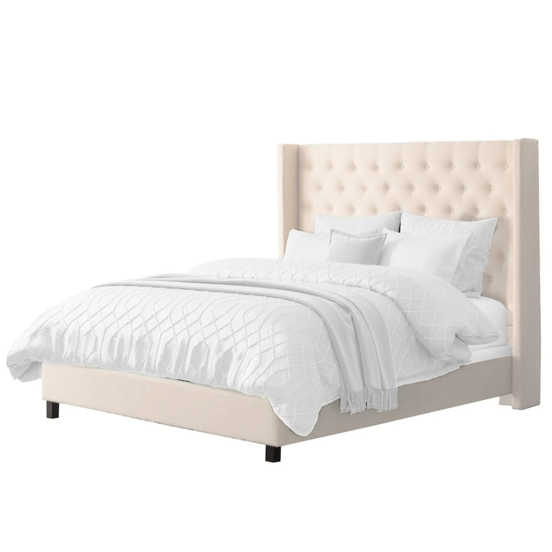 Tufted King Bed with Slats