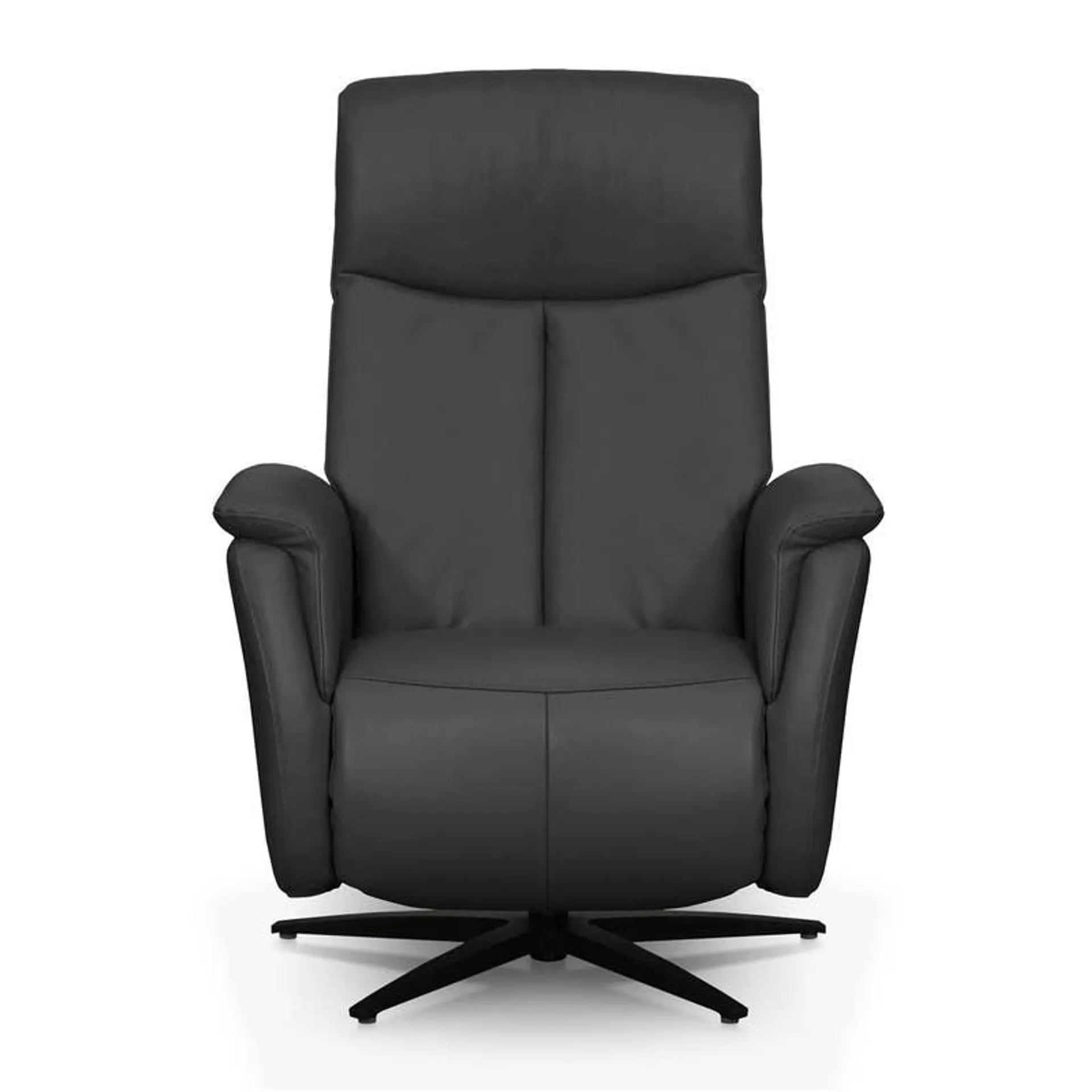 Fauteuil électrique inclinable et pivotant en cuir véritable - gris foncé