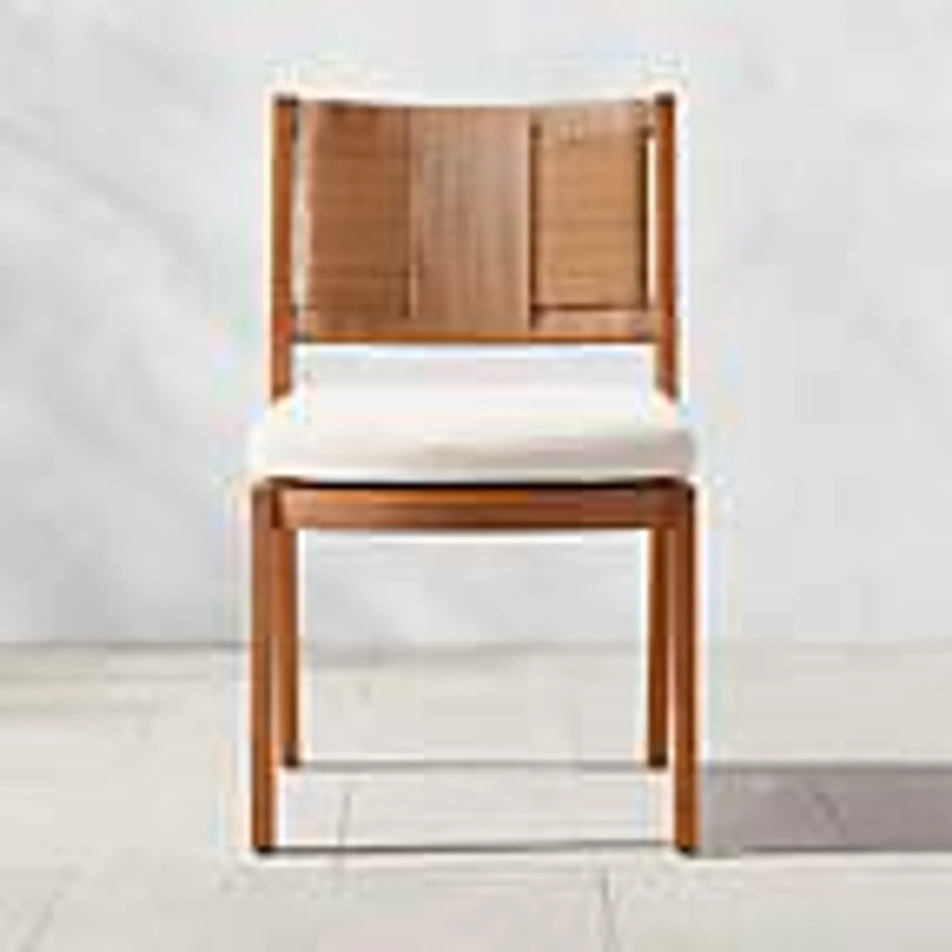 Roc Teak and Rattan Dining Chair with Ivory Sunbrella® Cushion by Ross Cassidy