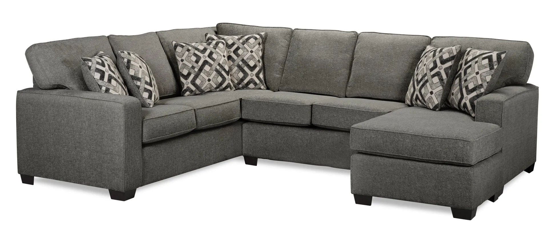 Verona 2-Piece Brushed Linen-Look Fabric Right-Facing Sectional - Charcoal