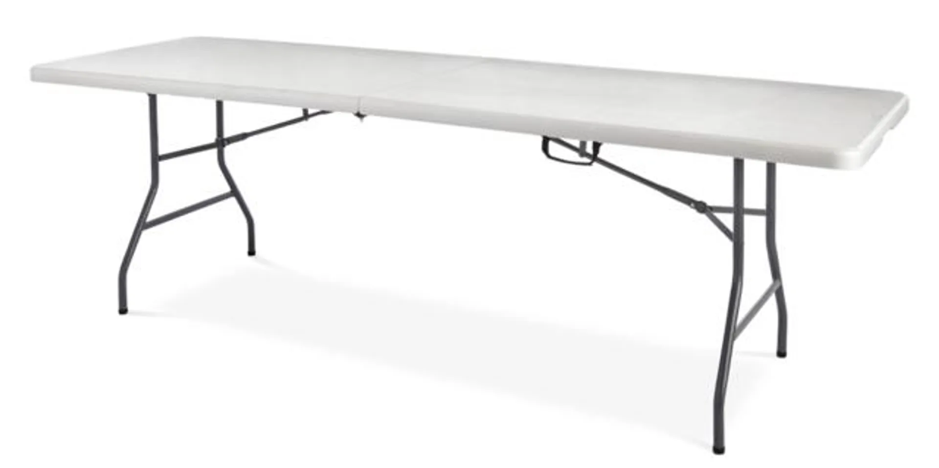 For Living 8-ft Portable Plastic & Metal Folding Table with Handle, White