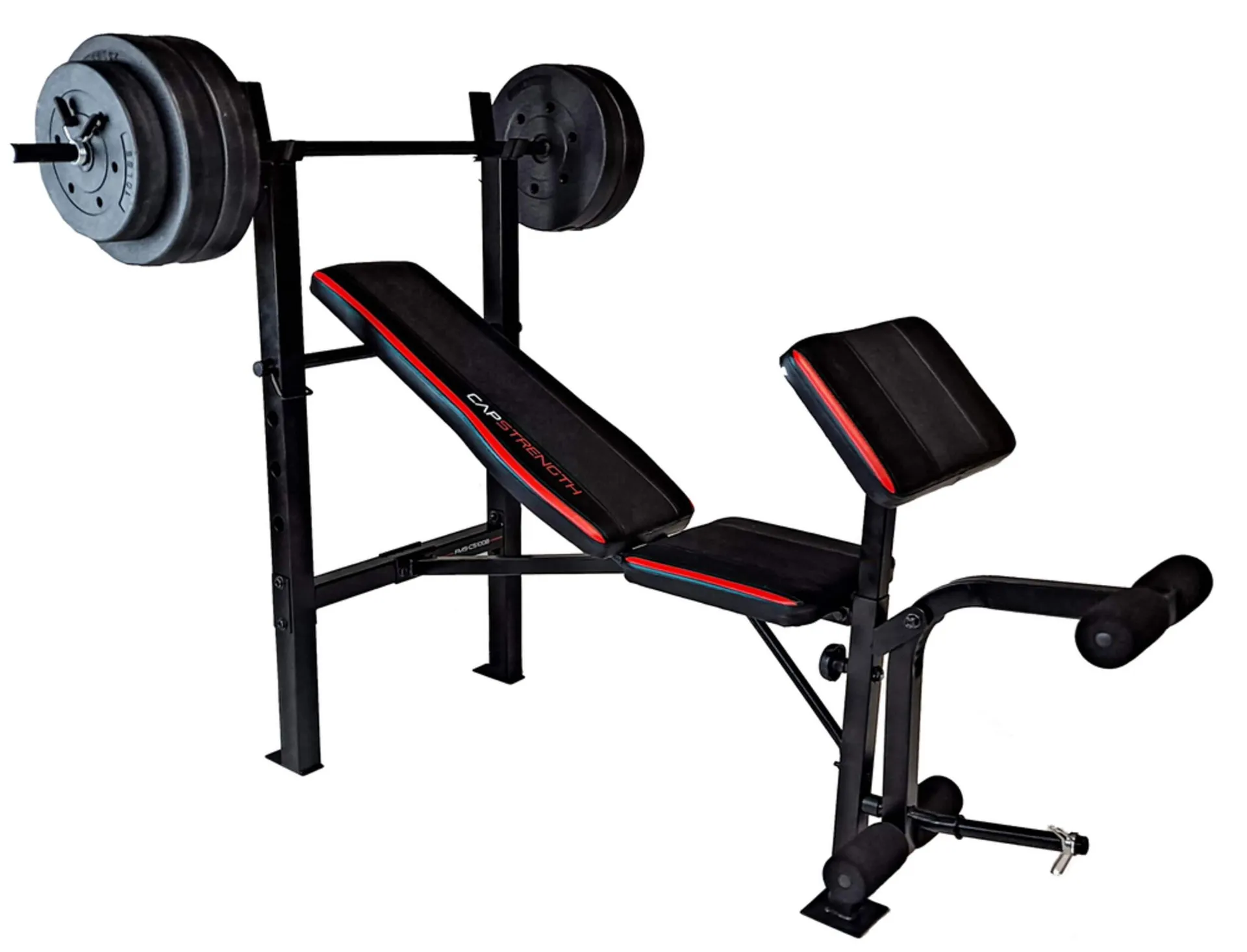 Cap Barbell Adjustable Utility Weight Bench for Full Body Workout with 100-lb Weight Set
