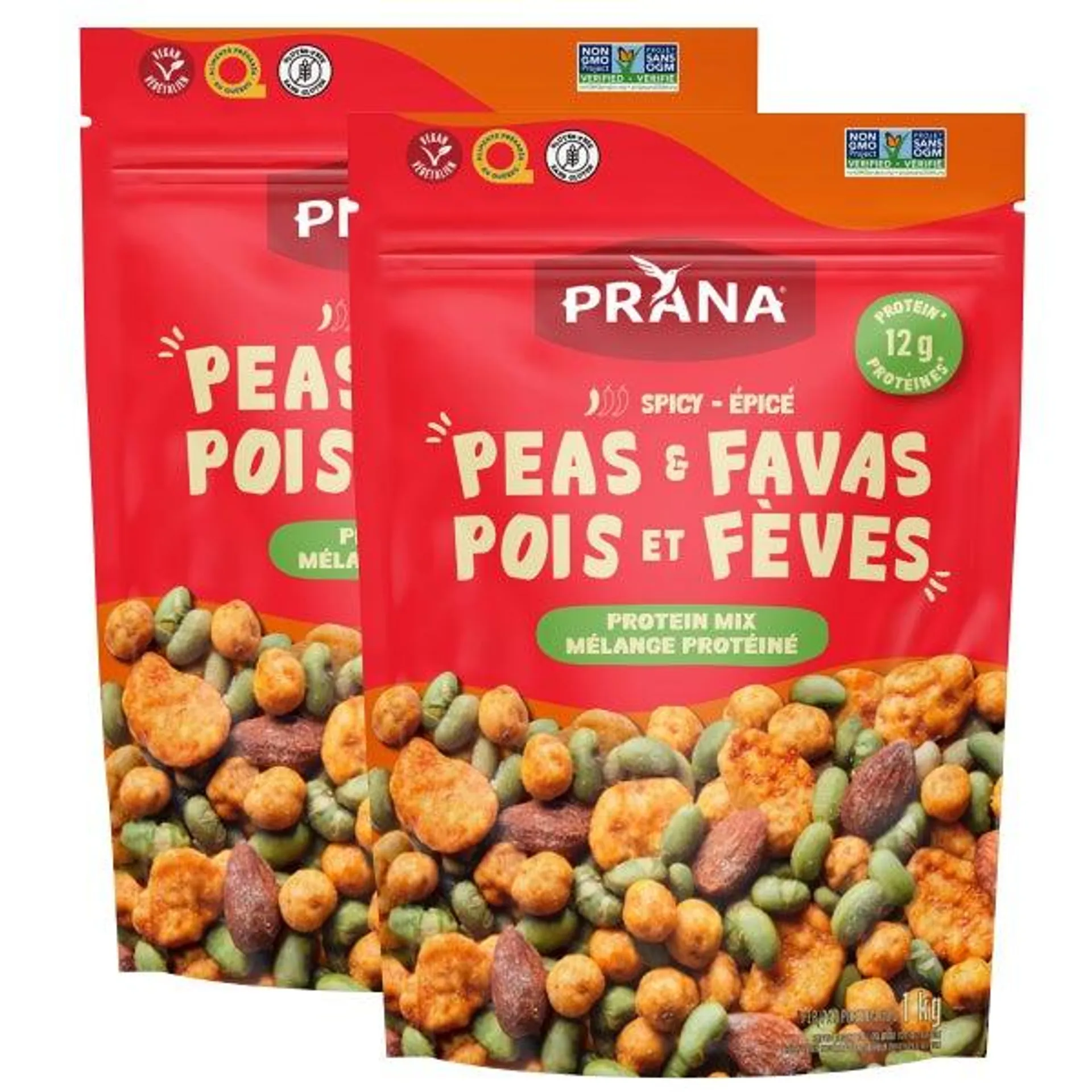 Prana Spicy Peas and Favas Snack, 2 × 1 kg