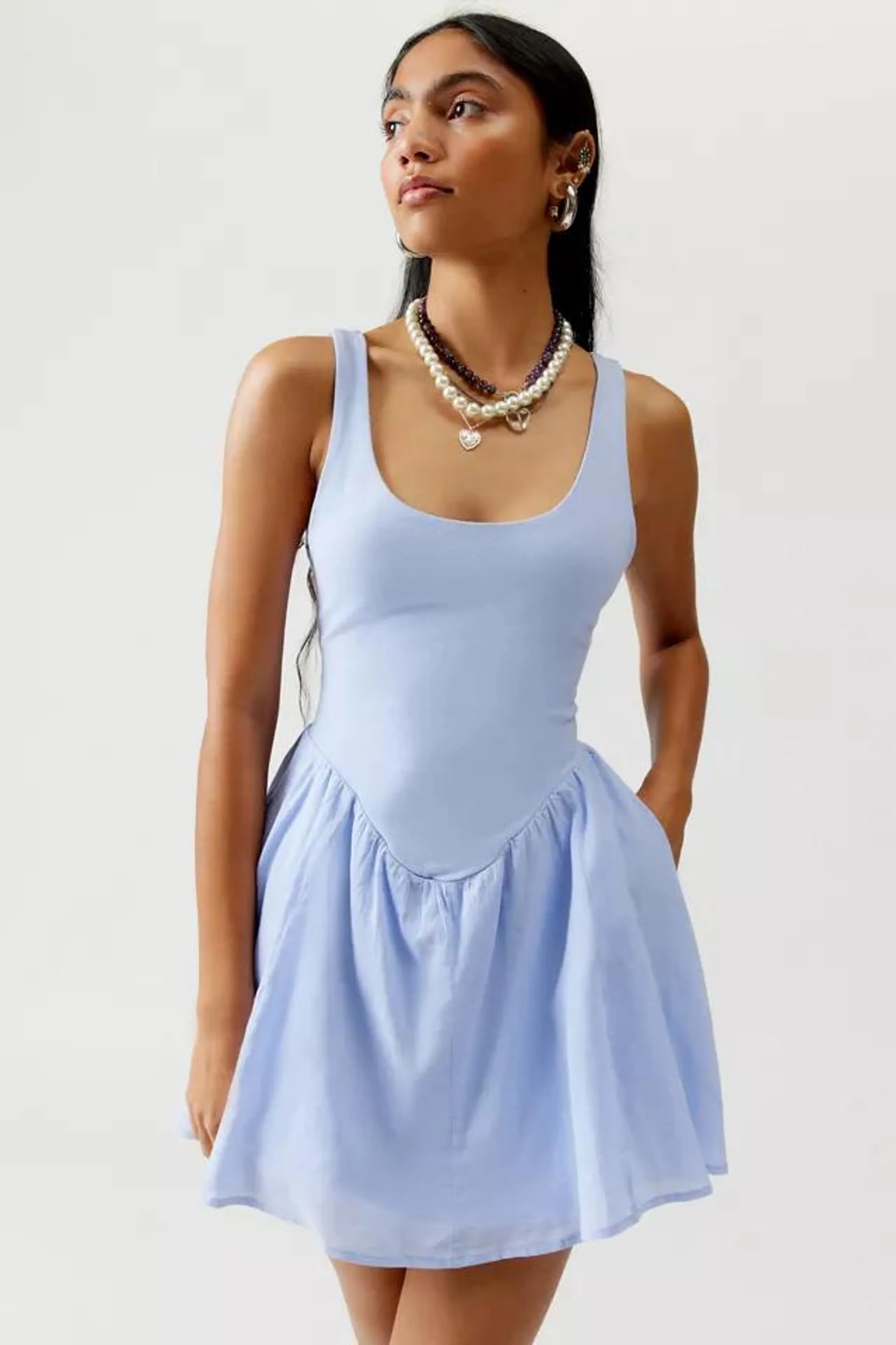 UO Daphne Drop-Waist Mini Dress