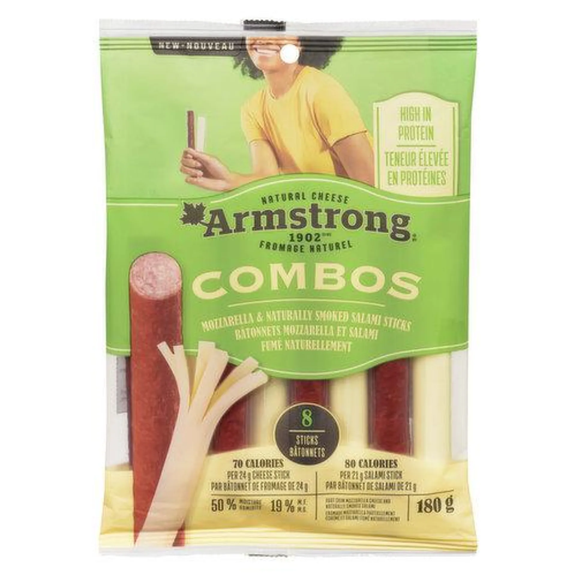 Armstrong - Combos - Mozzarella Cheese & Smoked Salami Sticks, 180 Gram