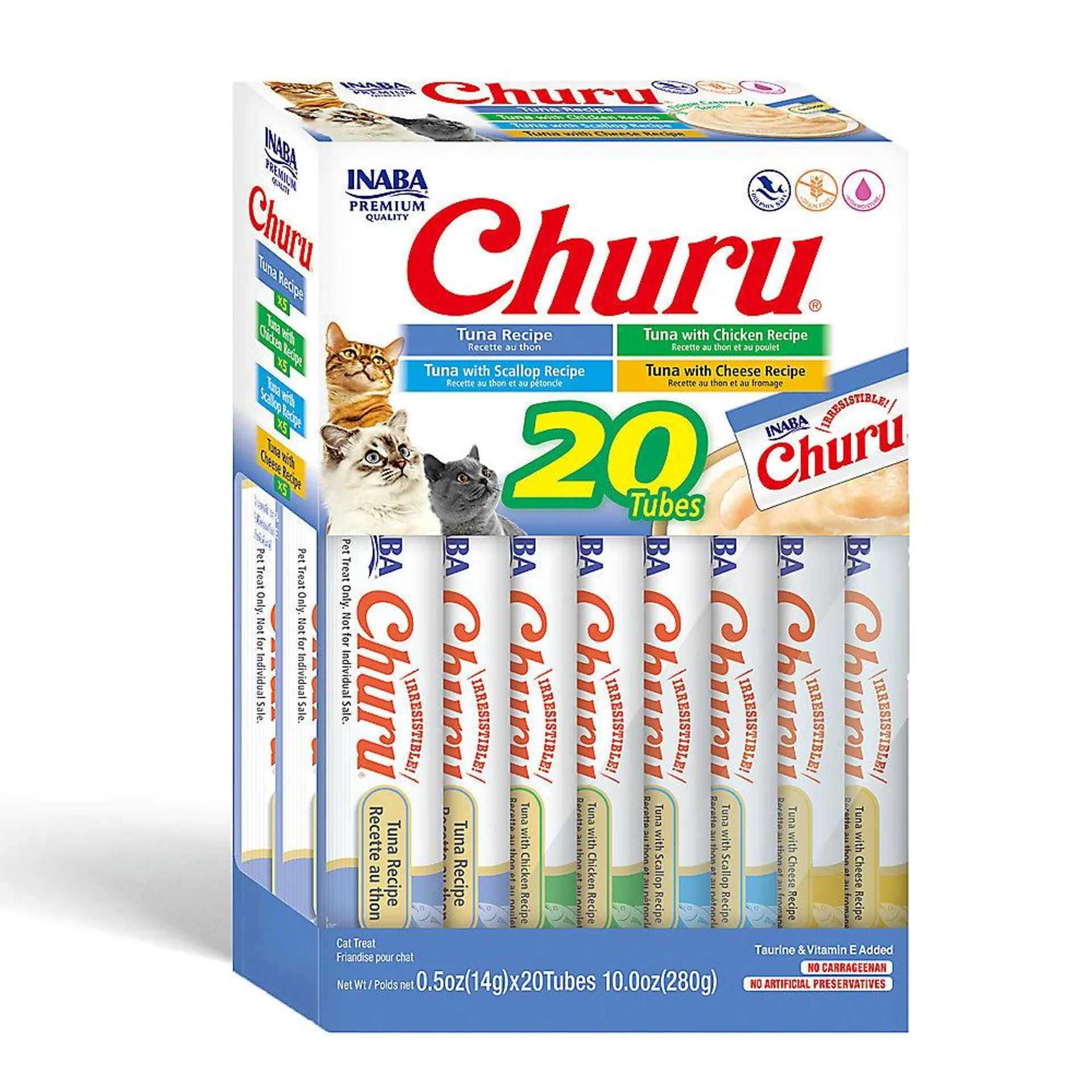 Inaba Churu Purees Variety Pack Cat Treats - Tuna, Grain Free