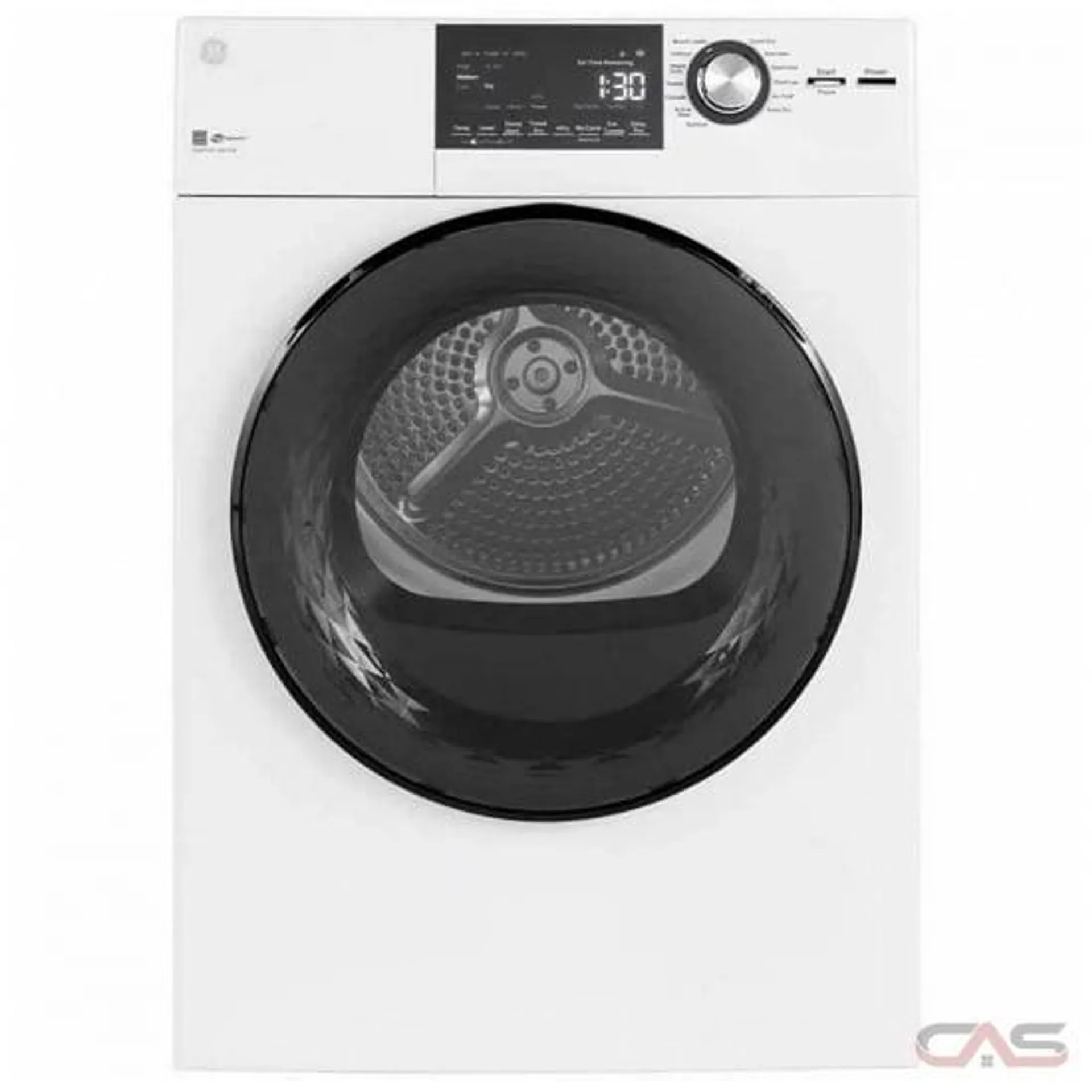 GE GFD14JSINWW Dryer, 24" Width, Electric Dryer, 4.1 cu. ft. Capacity, 13 Dry Cycles, 3 Temperature Settings, Stackable, Steel Drum, White colour Vented Dryer
